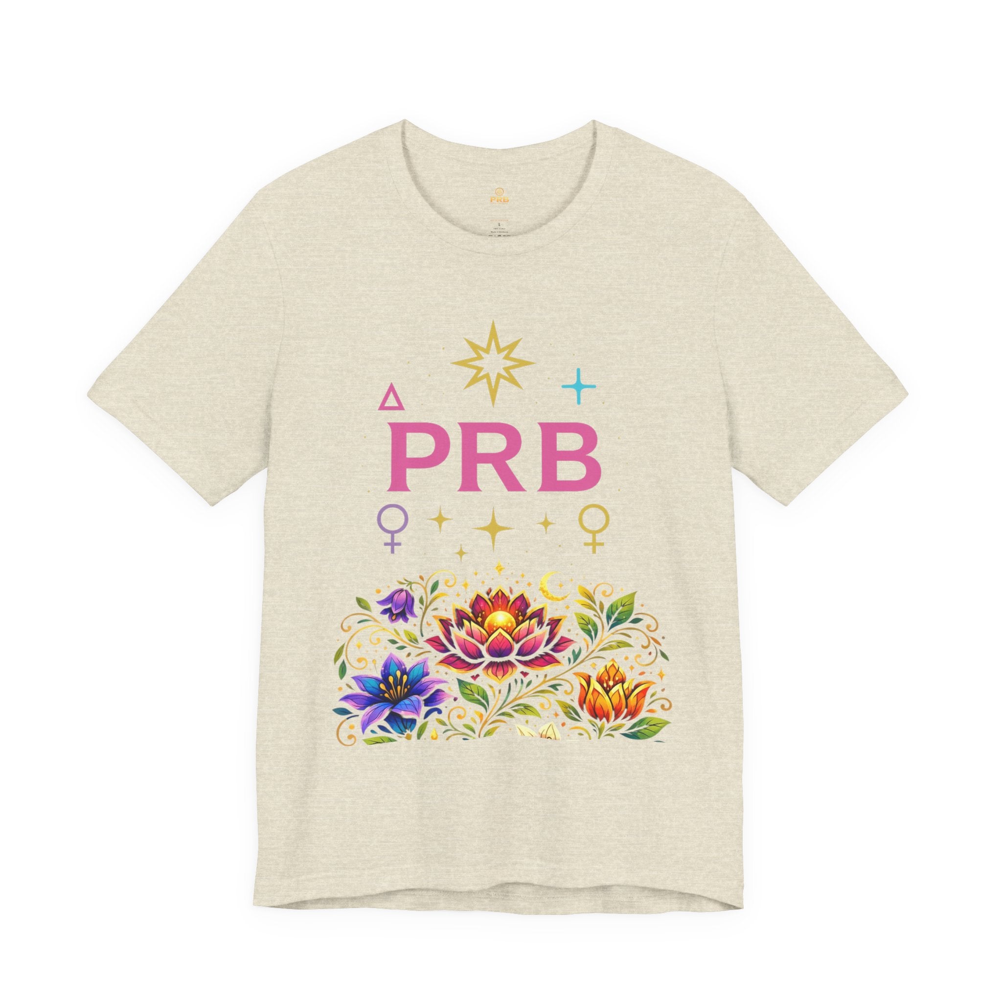 Pretty Rich Bitch The Collection by PRB Floral Lotus T‑Shirt — Colorful Spiritual Symbol Tee by Power Runs Black