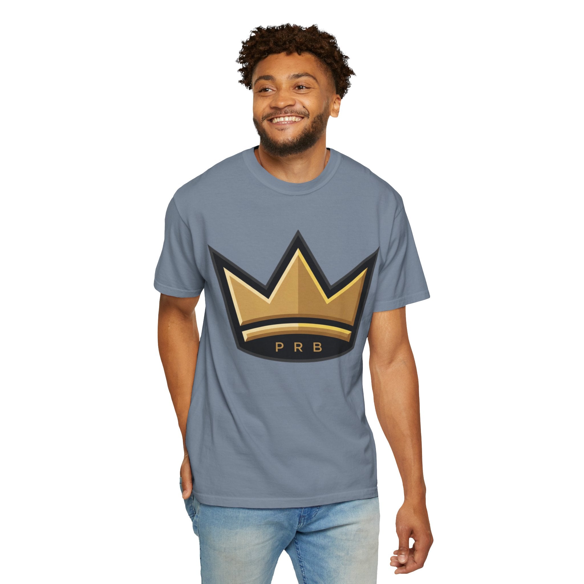 PRB Crown & Cosmos Graphic T-Shirt | Gold Royal Crest & Celestial Back by Printify