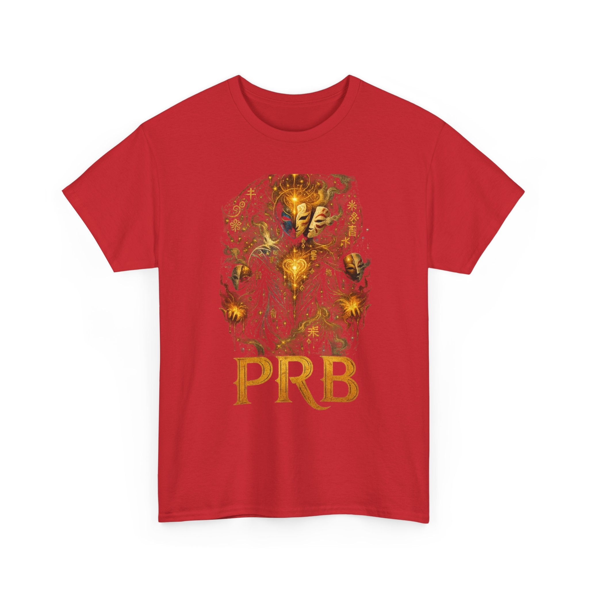 PRB Golden Mystic Mask Graphic Tee — Vintage Nature Illustration T-Shirt by Power Runs Black