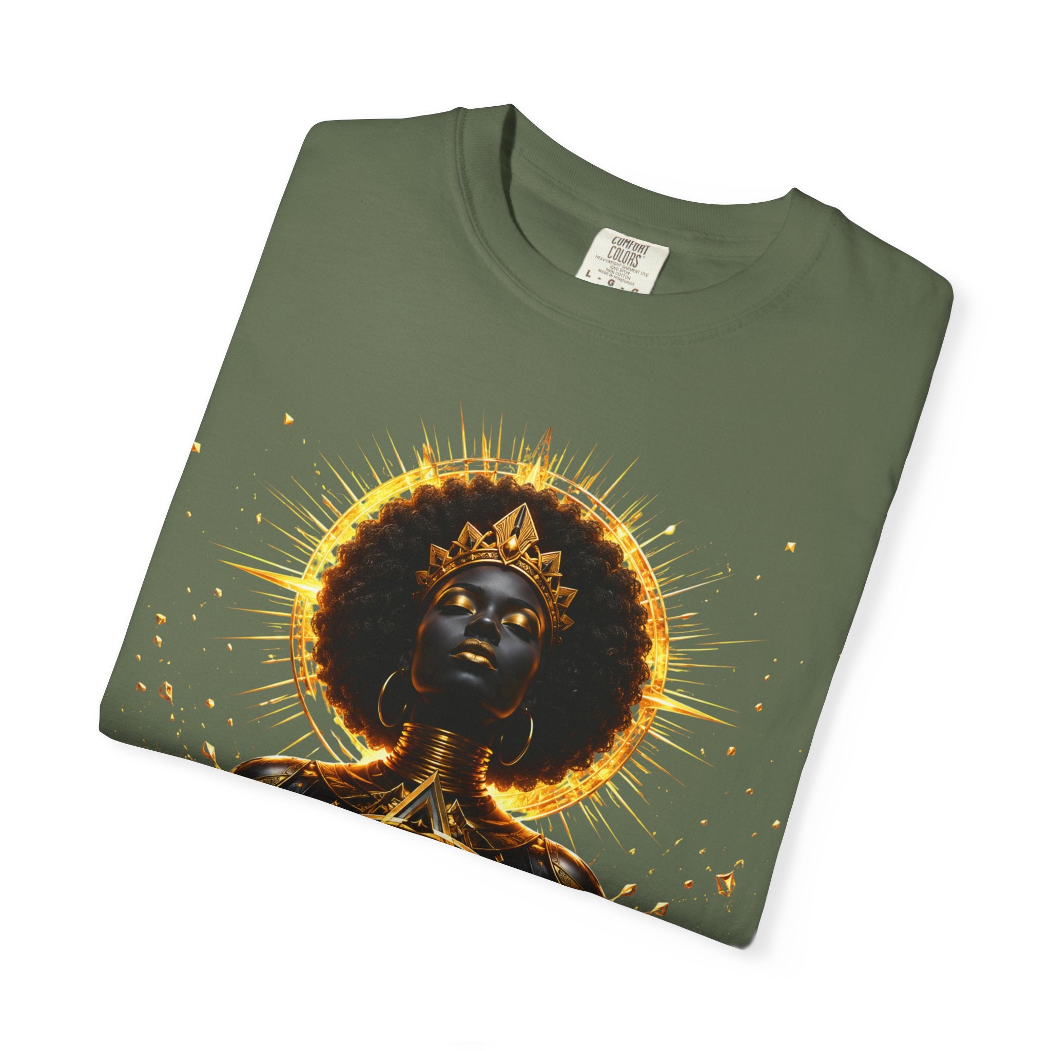 Power Runs Black goddess illustration T-Shirt | Afrocentric black pride design by Power Runs Black