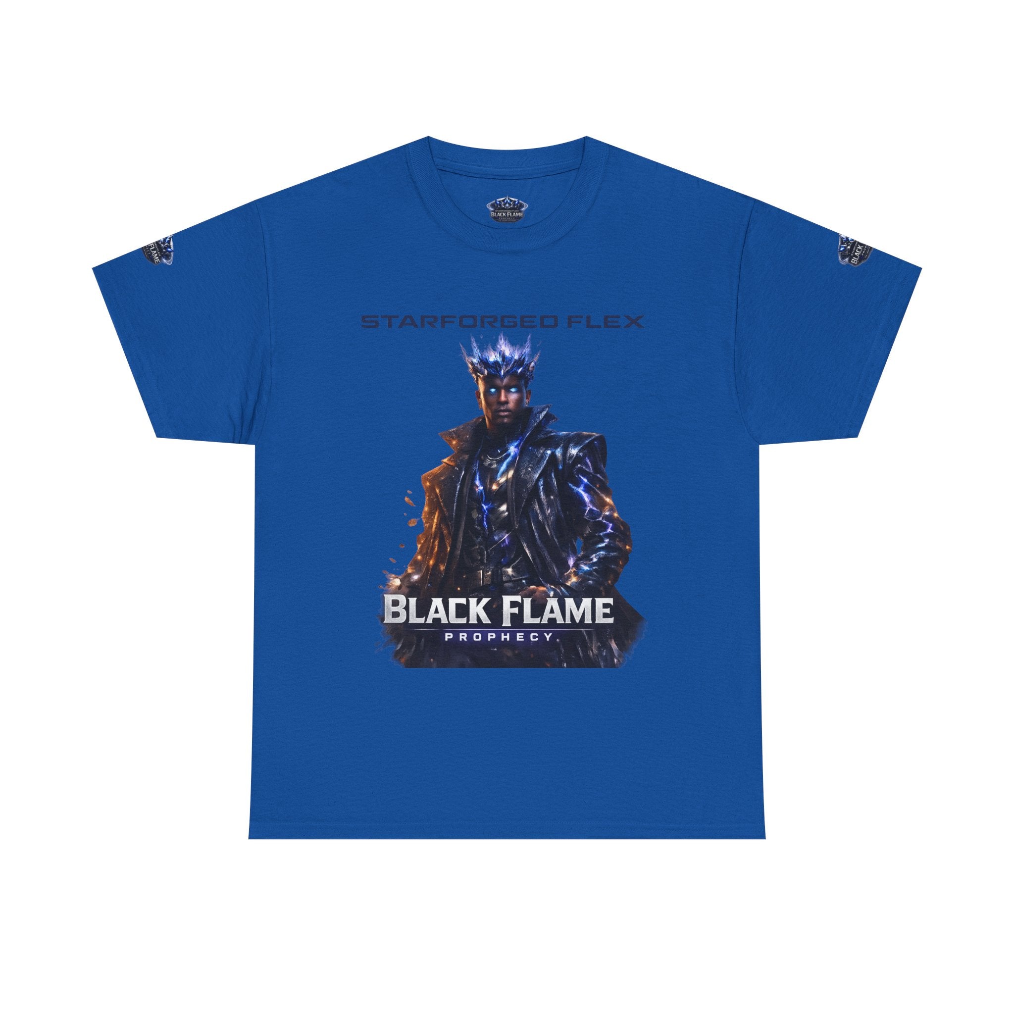 PRB Black Flame Prophecy Tee — Starforged Flex Graphic T‑Shirt by Power Runs Black