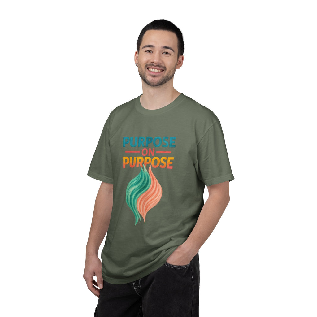 PRB Purpose On Purpose T-Shirt — Inspirational Graphic Tee with Abstract Wave Design by Power Runs Black