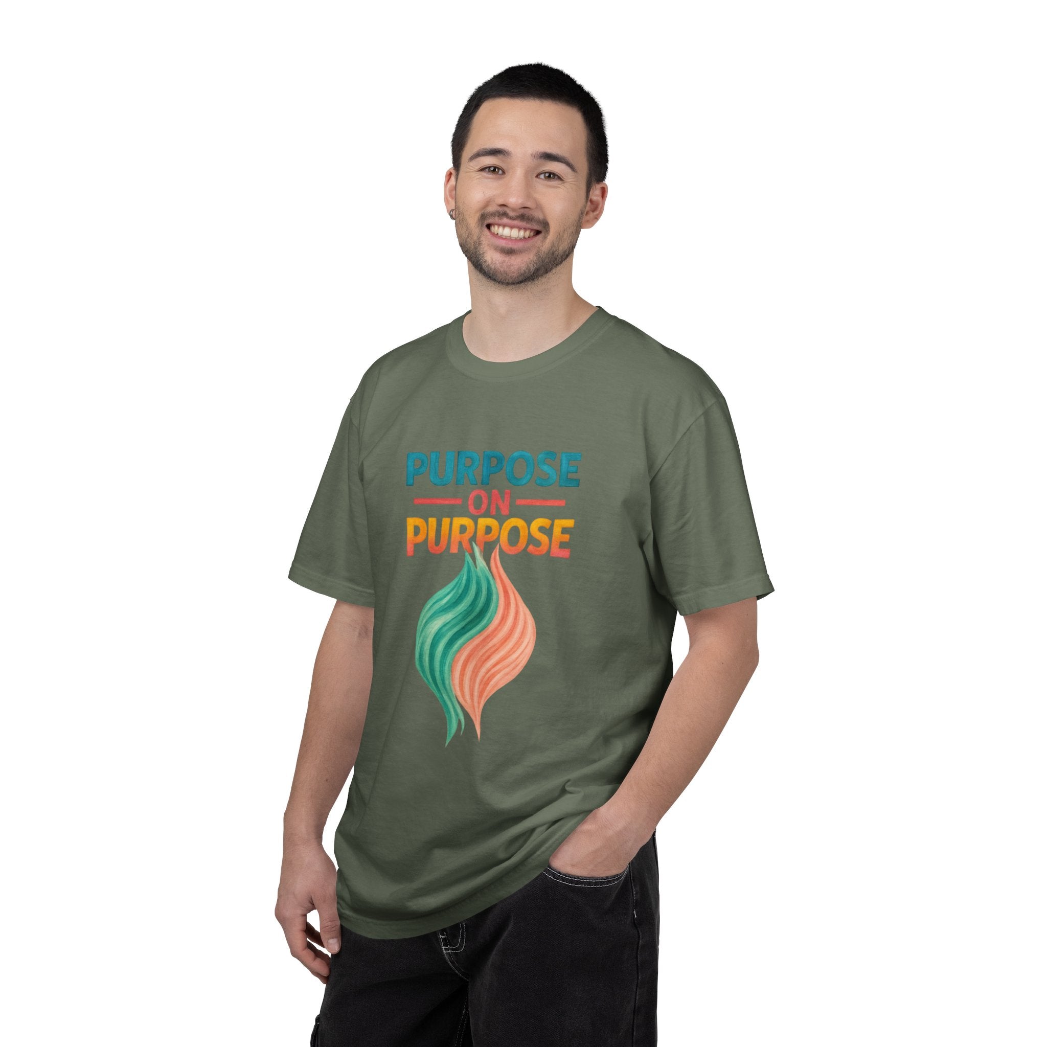 PRB Purpose On Purpose T-Shirt — Inspirational Graphic Tee with Abstract Wave Design by Power Runs Black