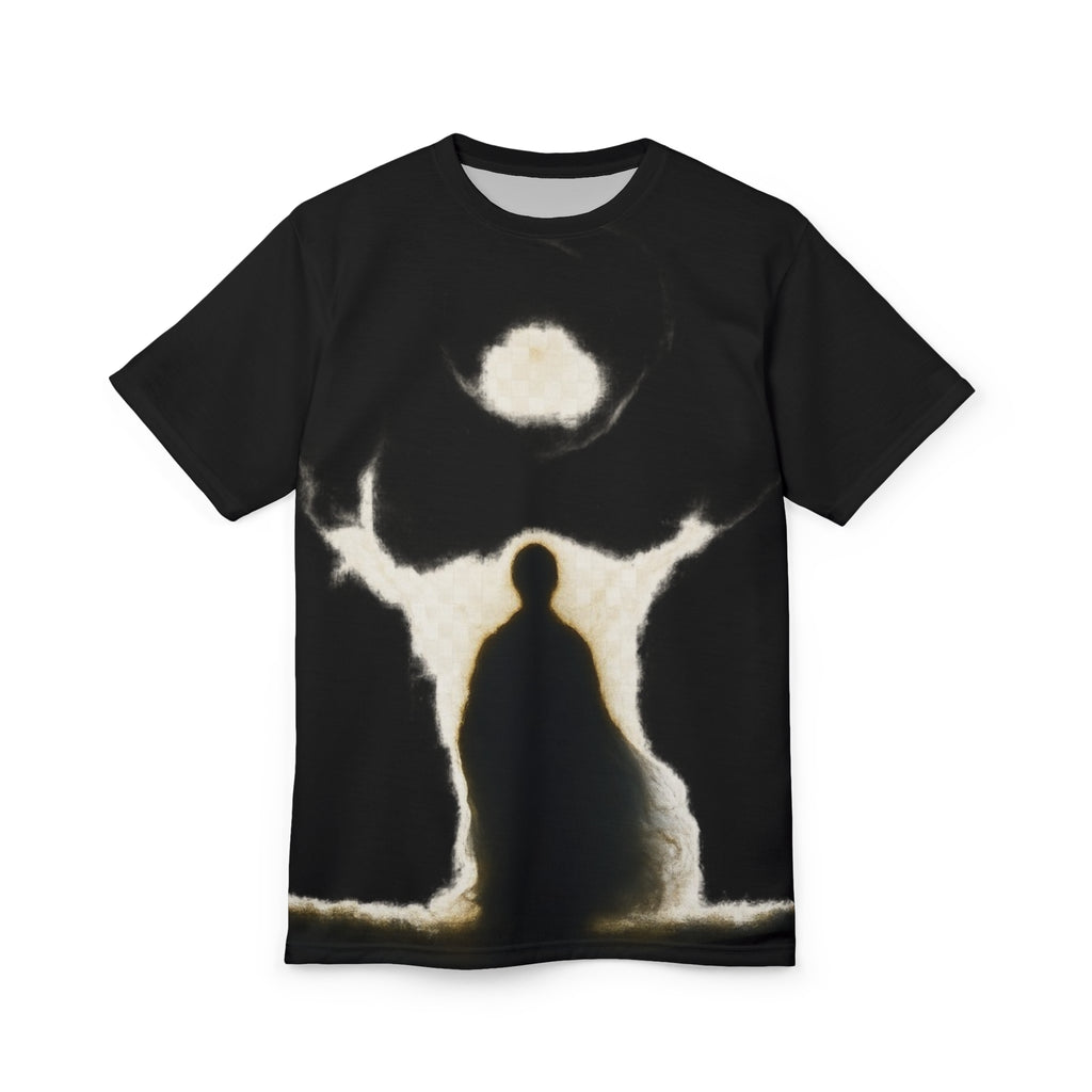 Power Runs Black PRB Black & White tunnel awaits Pattern Tee — All-Over Print Cat Lover Shirt by Power Runs Black