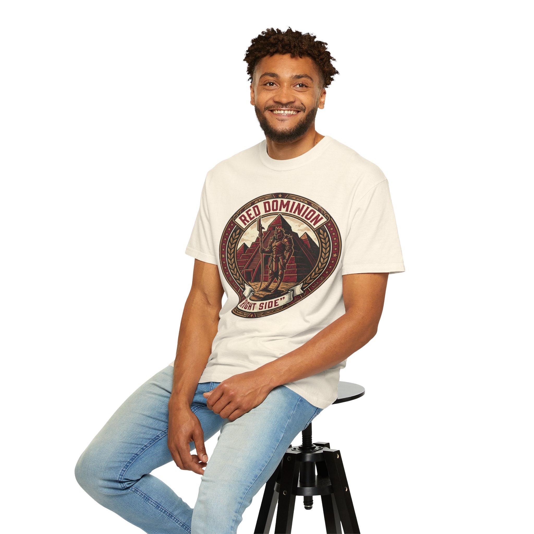 Power Runs Black PRB Red Dominion 'Right Side' Graphic T-Shirt by Printify