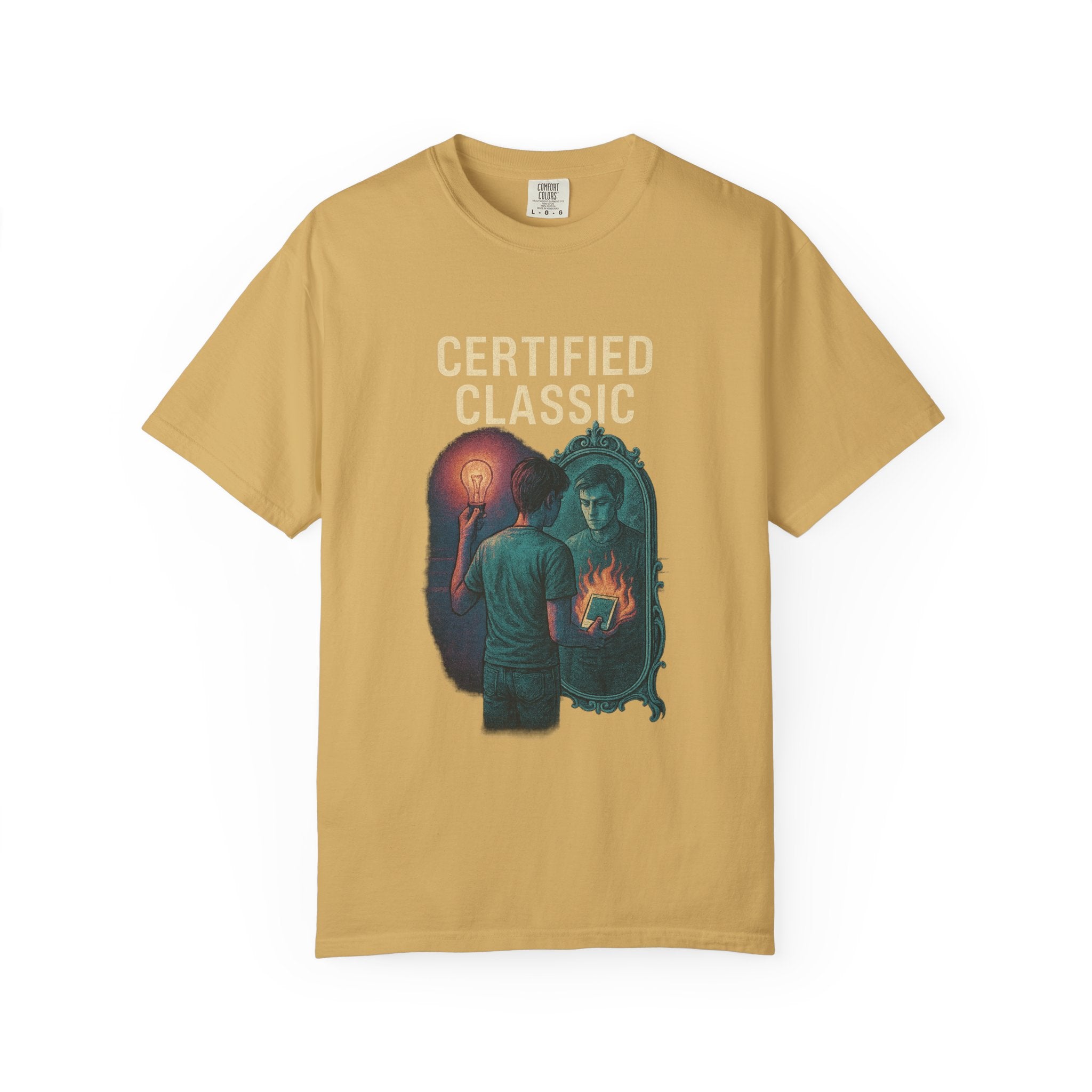 PRB Certified Classic Mirror Illustration T-shirt | Retro Mystic Artwork by Power Runs Black
