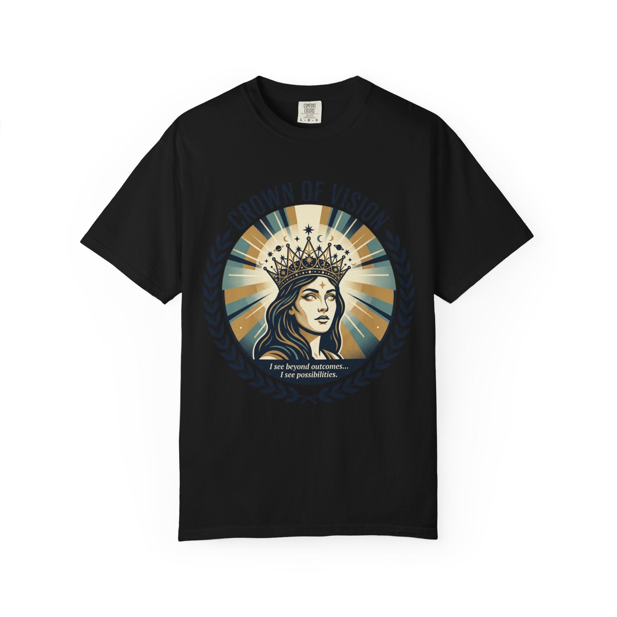 Power Runs Black Crown of Vision T-Shirt — Vintage Inspirational Graphic Tee by Printify