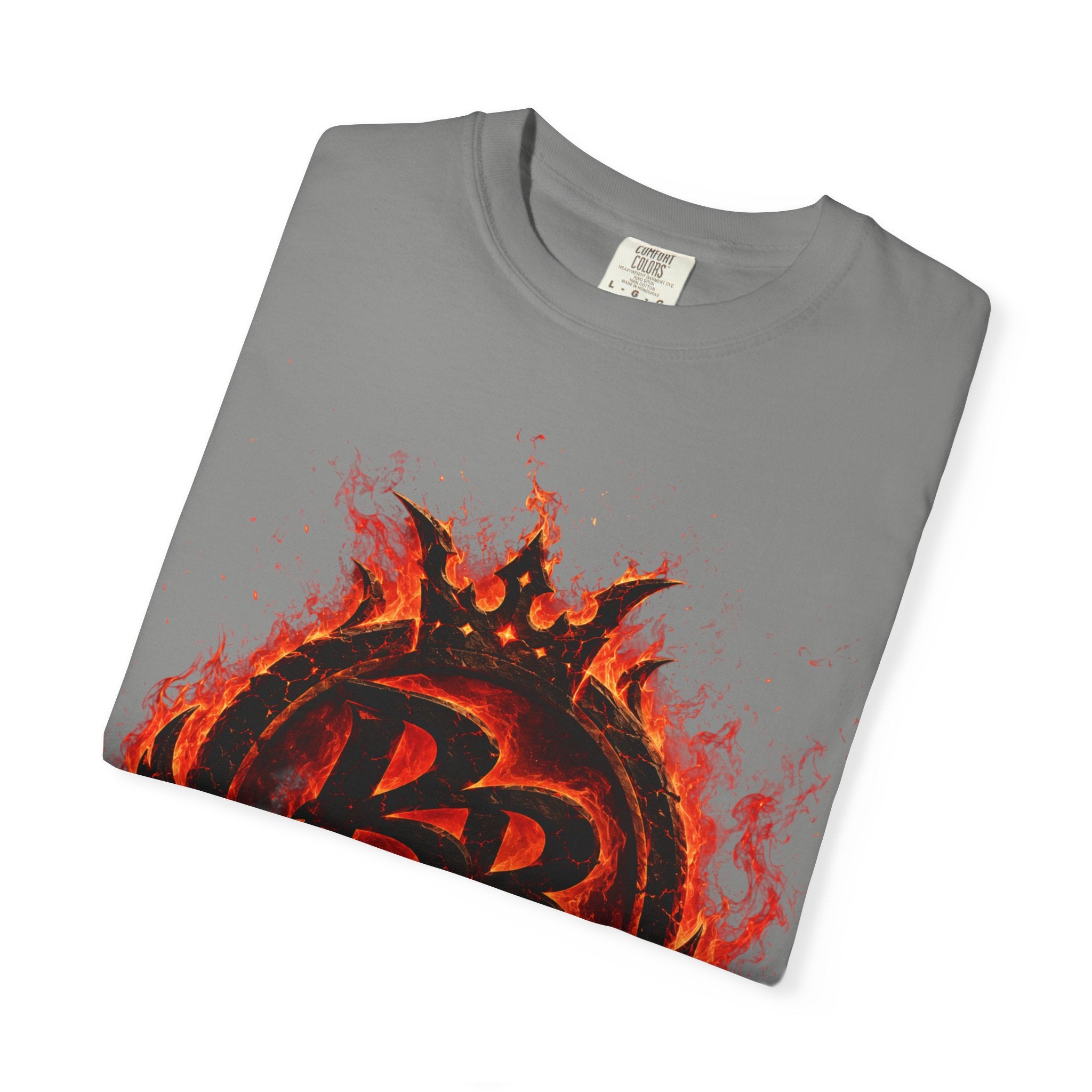 Power Runs Back PRB Flame Logo T-shirt | Fiery Emblem Tee, Grunge Rock Chic by Power Runs Black