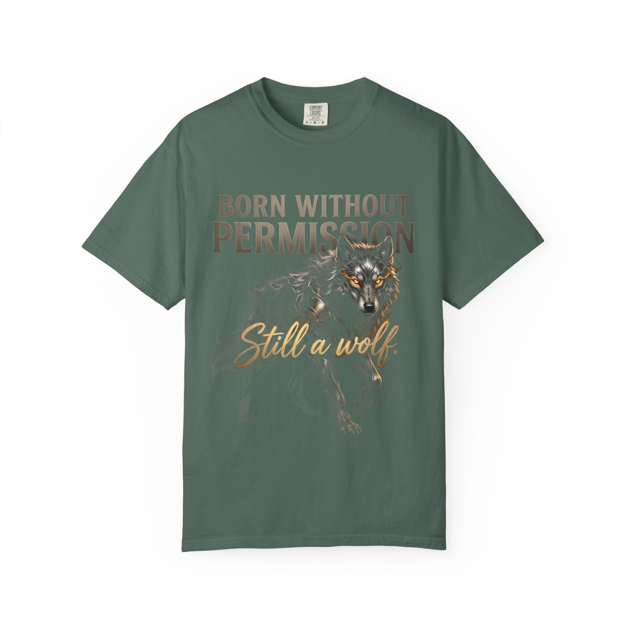PRB Born Without Permission Wolf T-Shirt — Bold Wolf Graphic Tee by Printify
