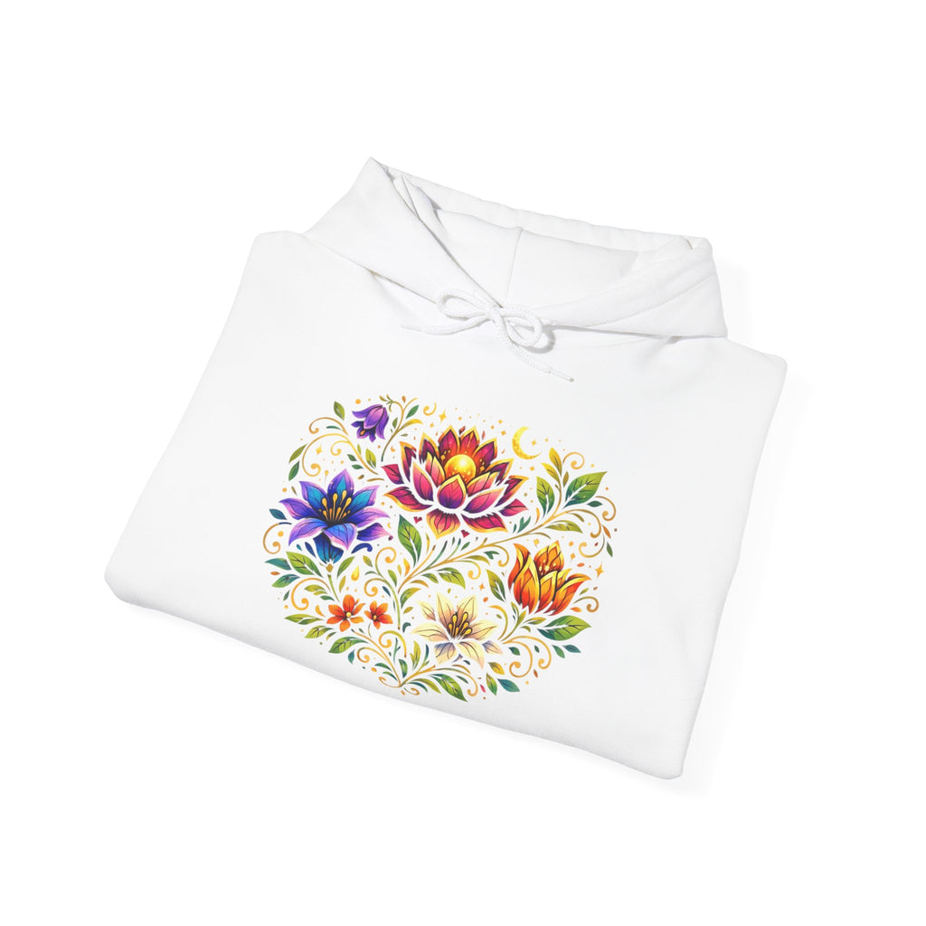 Pretty Rich Bitch by PRB Colorful Floral Lotus Bouquet Hoodie | Watercolor Flower Mandala Sweatshirt by Power Runs Black
