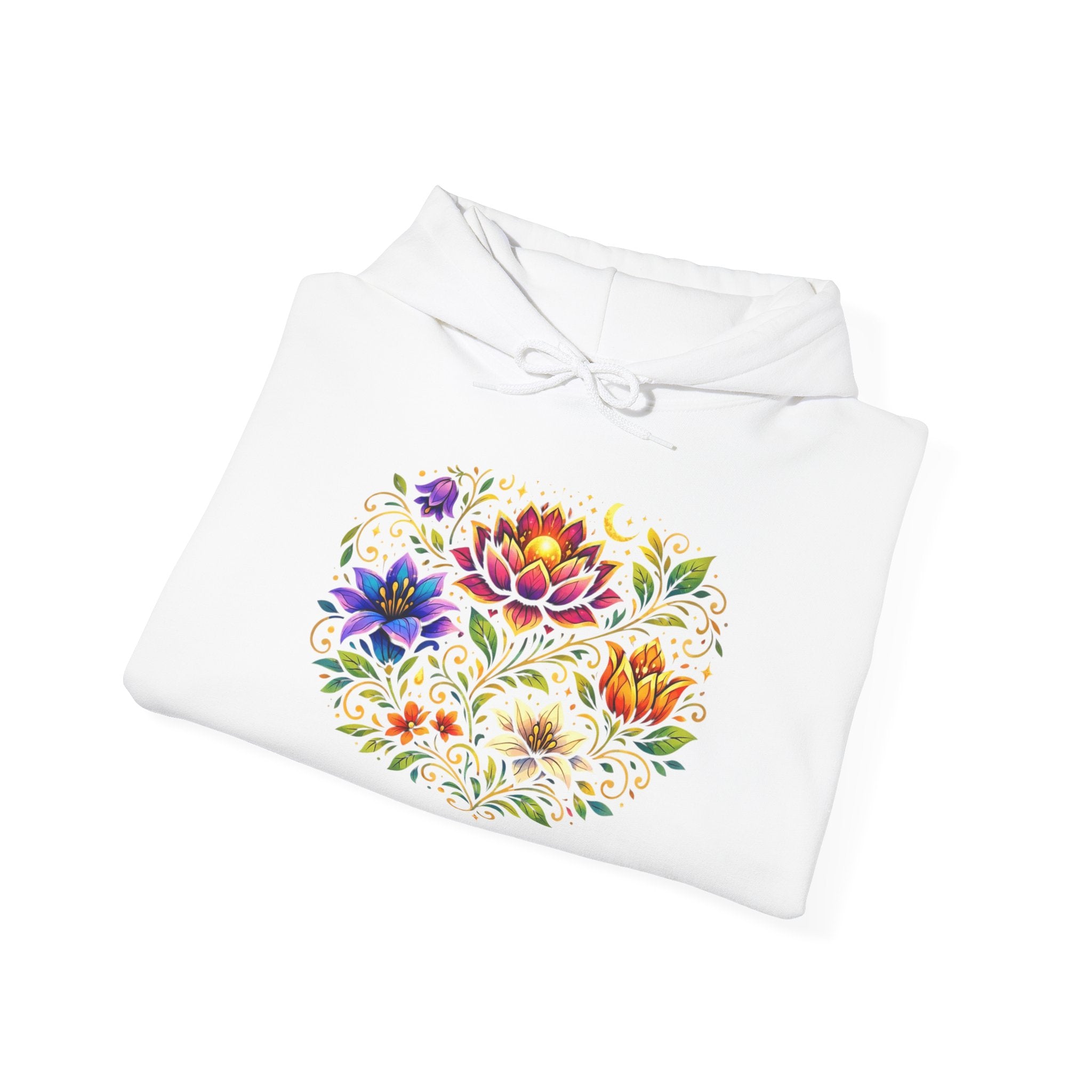 Pretty Rich Bitch by PRB Colorful Floral Lotus Bouquet Hoodie | Watercolor Flower Mandala Sweatshirt by Power Runs Black