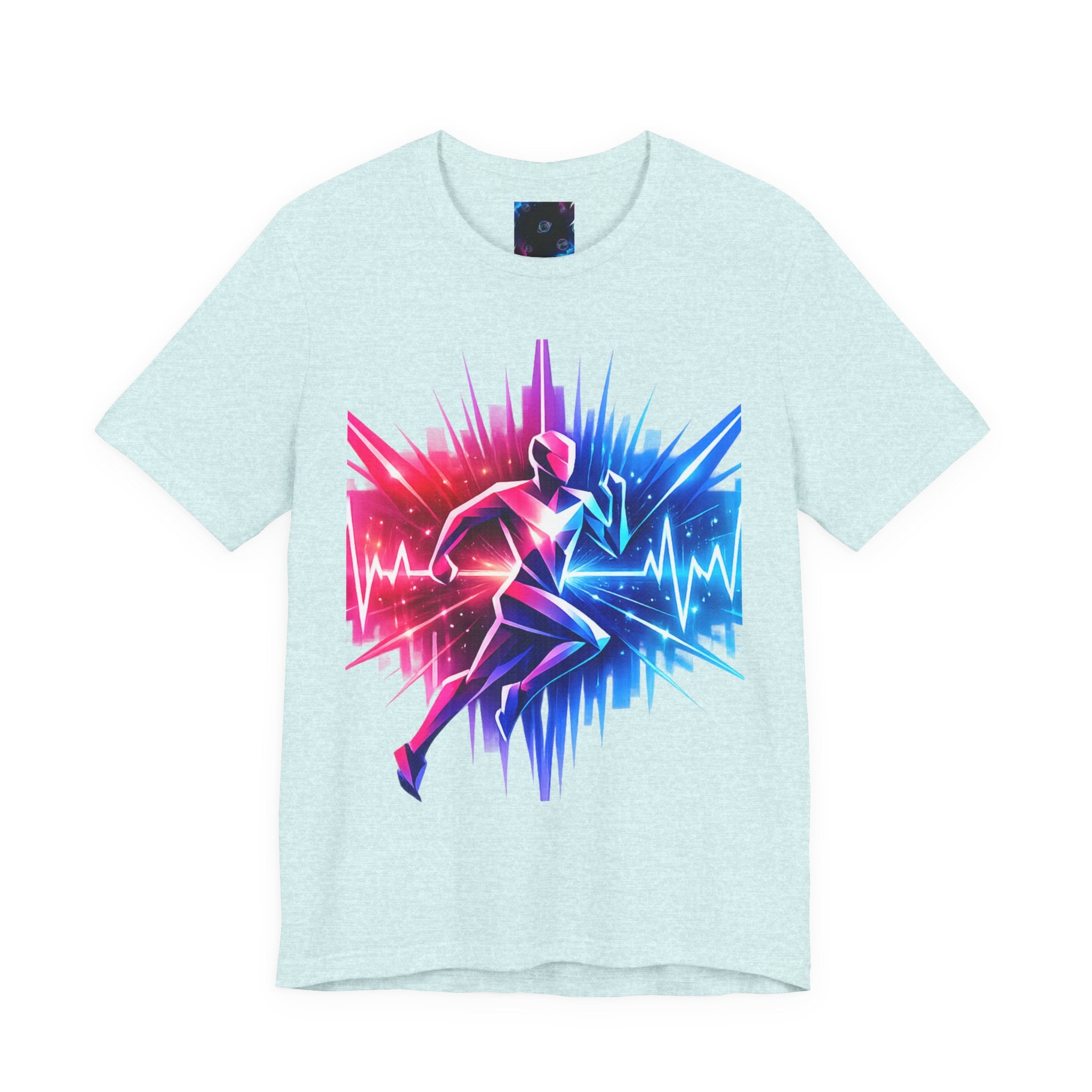 Power Runs Black PRB Running Pulse Graphic Tee — Neon Runner Heartbeat Sports T‑Shirt by Power Runs Black