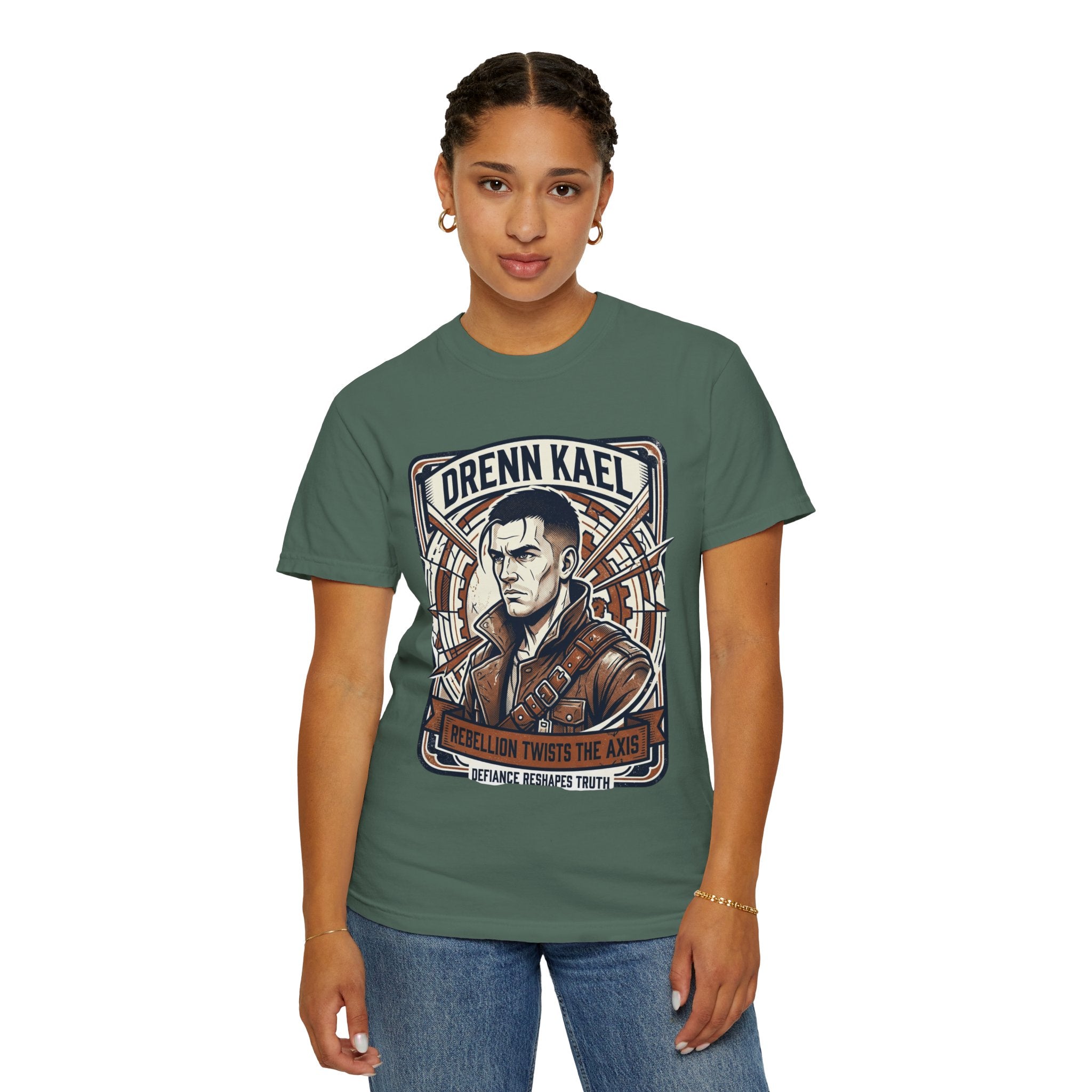 Power Runs Black PRB Drenn Kael Portrait T-Shirt — "Rebellion Twists the Axis" Graphic Tee by Power Runs Black