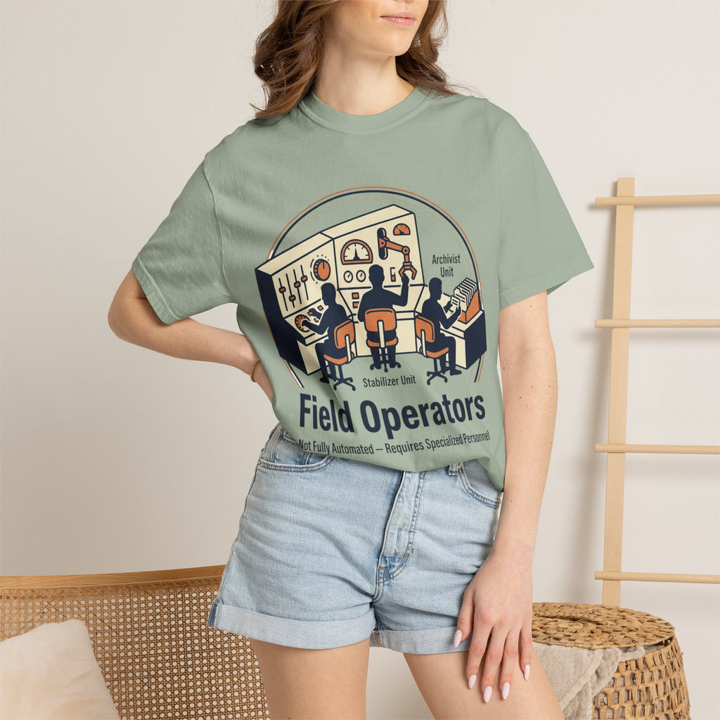 Power Runs Black PRB Field Operators T-Shirt — "Field Operators: Not Fully Automated — Requires Specialized Personnel" by Power Runs Black