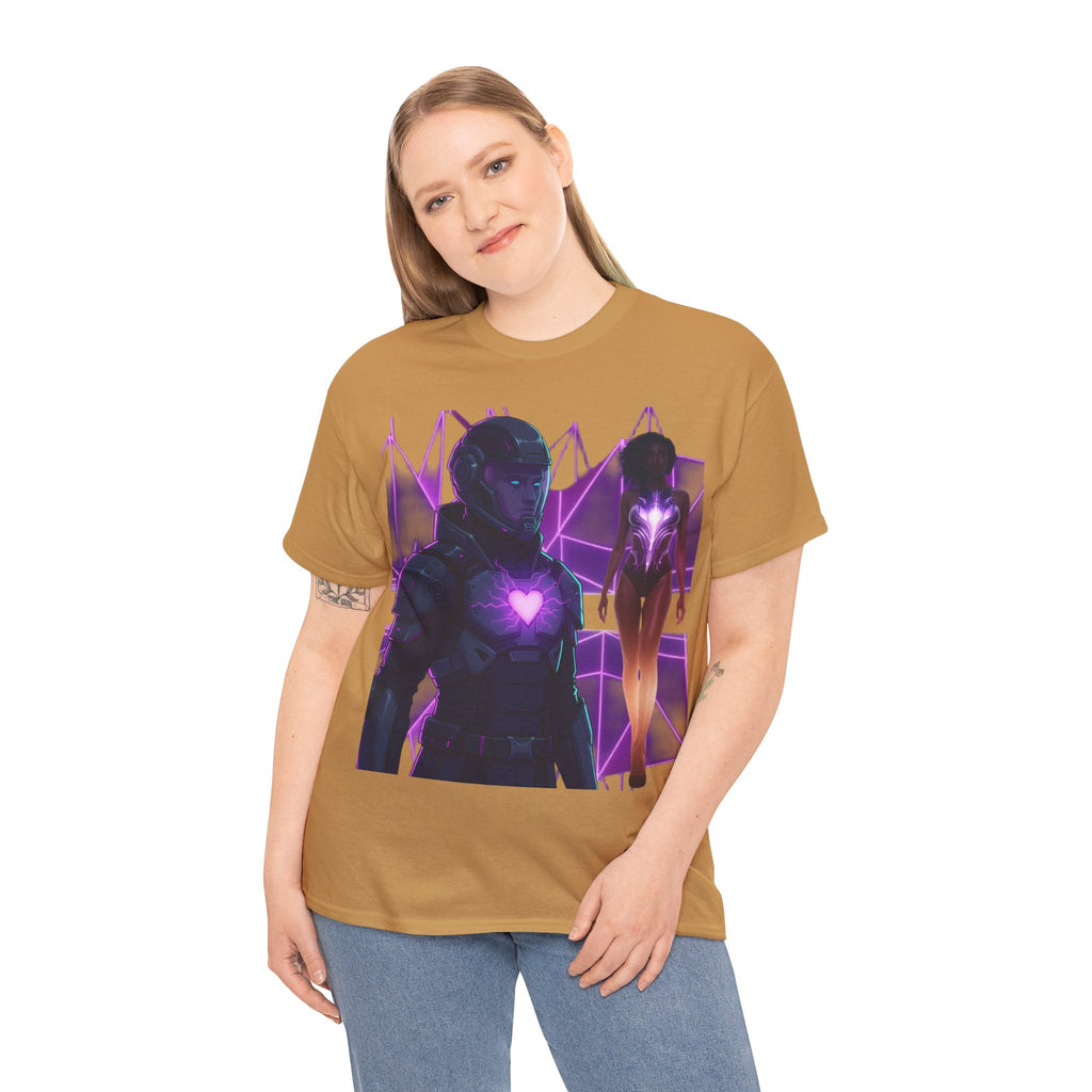 Power Run Black PRB Pretty Rich Bitch The Collection Purple Heart Cyberpunk Knight T-Shirt | Futuristic Armor Sci‑Fi Tee by Printify