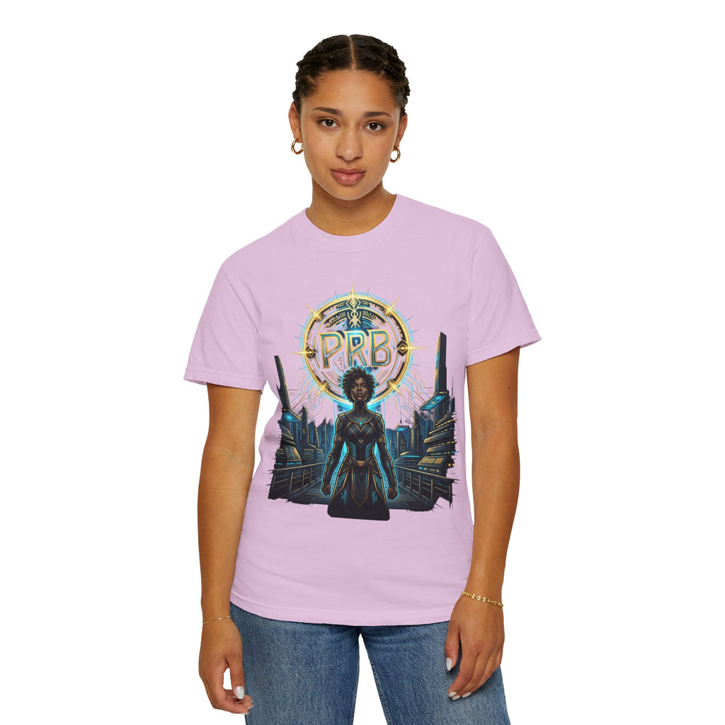Futuristic Warrior Afrofuturist Graphic T-Shirt | Sci-Fi Streetwear Tee by Printify