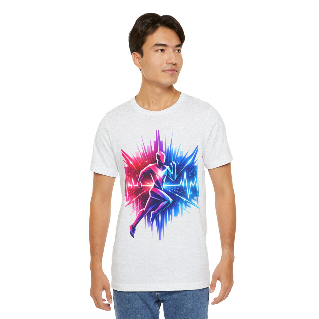 Power Runs Black PRB Running Pulse Graphic Tee — Neon Runner Heartbeat Sports T‑Shirt by Power Runs Black