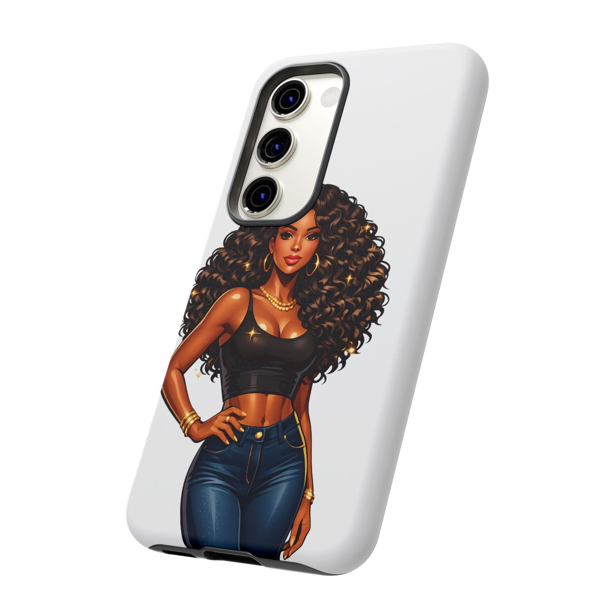 Pretty Rich Bitch by PRB Curly Hair Phone Case by Power Runs Black