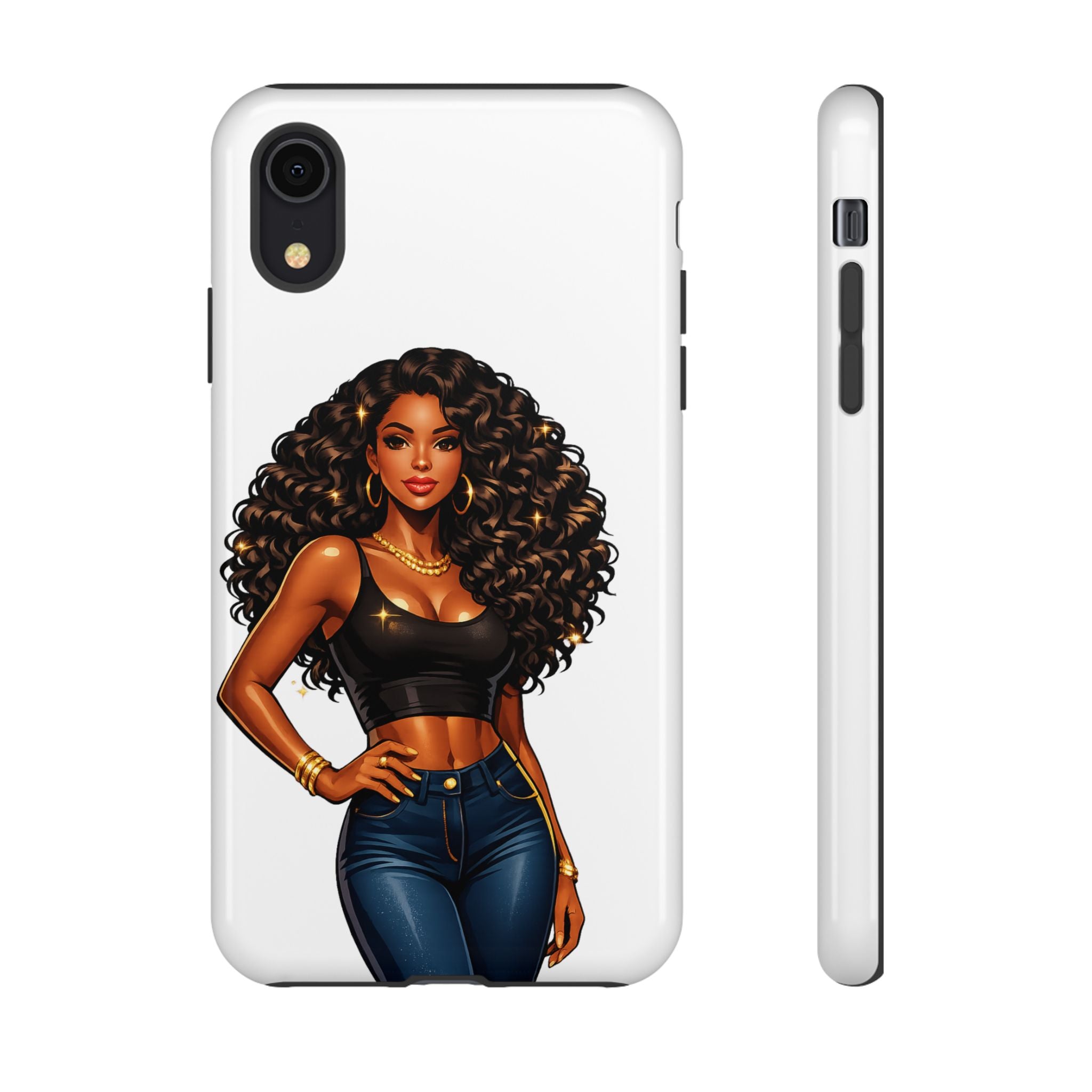 Pretty Rich Bitch by PRB Curly Hair Phone Case by Power Runs Black