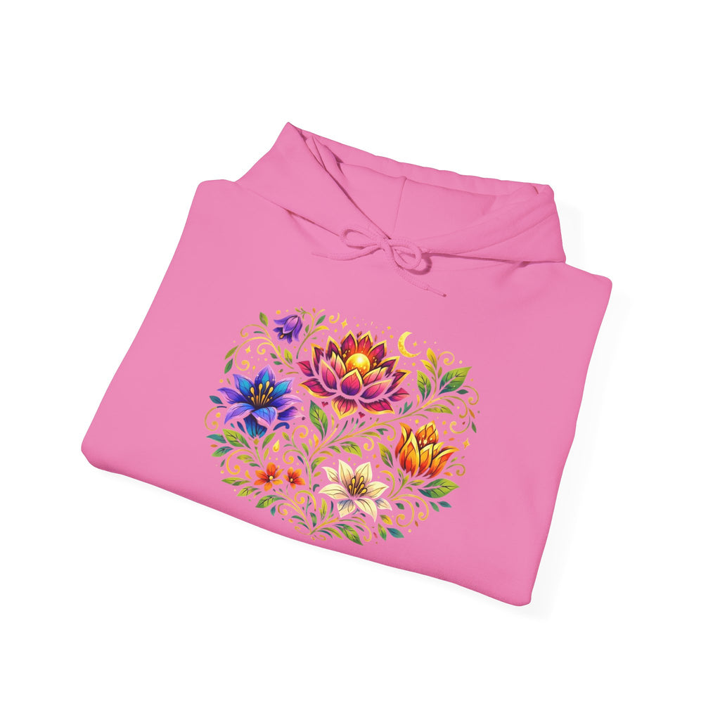 Pretty Rich Bitch by PRB Colorful Floral Lotus Bouquet Hoodie | Watercolor Flower Mandala Sweatshirt by Power Runs Black