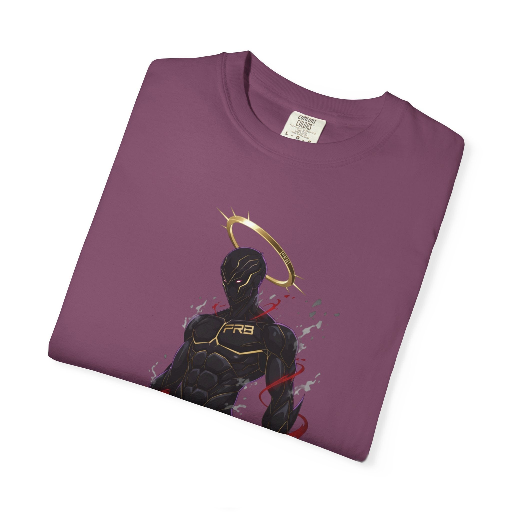 PRB Shadow Hero Graphic T-Shirt — Haloed Vigilante Illustration by Printify
