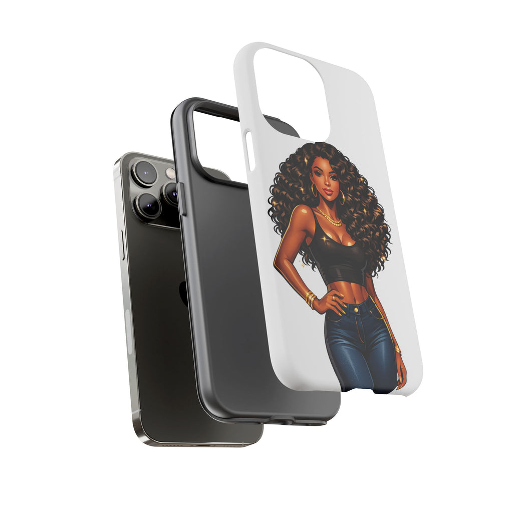 Pretty Rich Bitch by PRB Curly Hair Phone Case by Power Runs Black