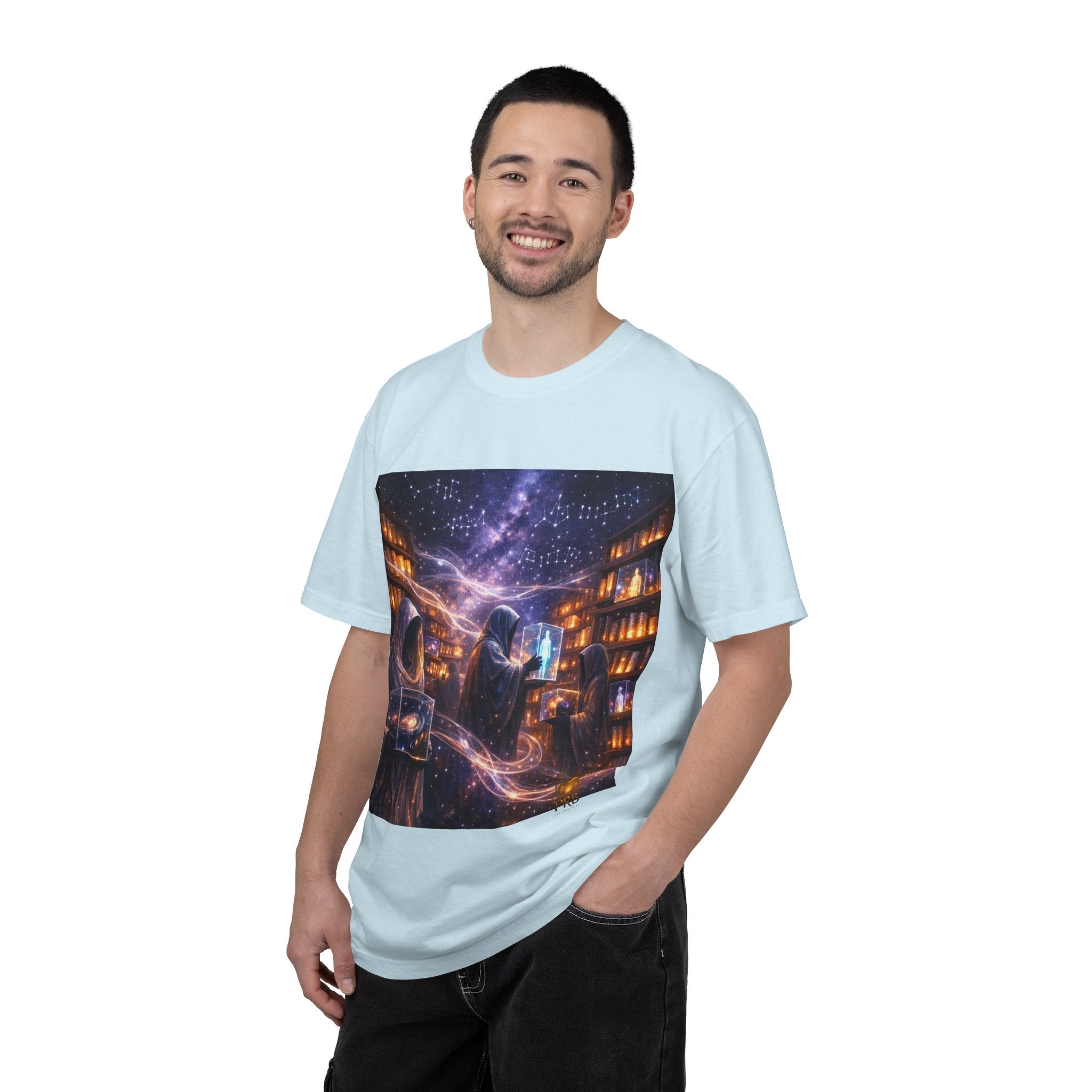 PRB Mystic Library Wizards T-Shirt — Cosmic Sorcerer Art Tee by Power Runs Black