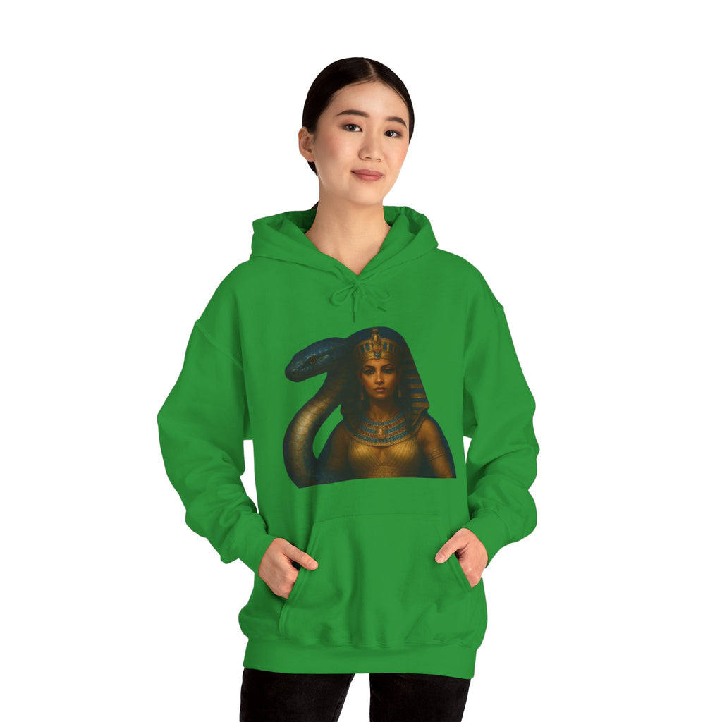 PRB Egyptian Goddess Portrait Hoodie | Serpent Headdress, Ancient Queen Art by Power Runs Black