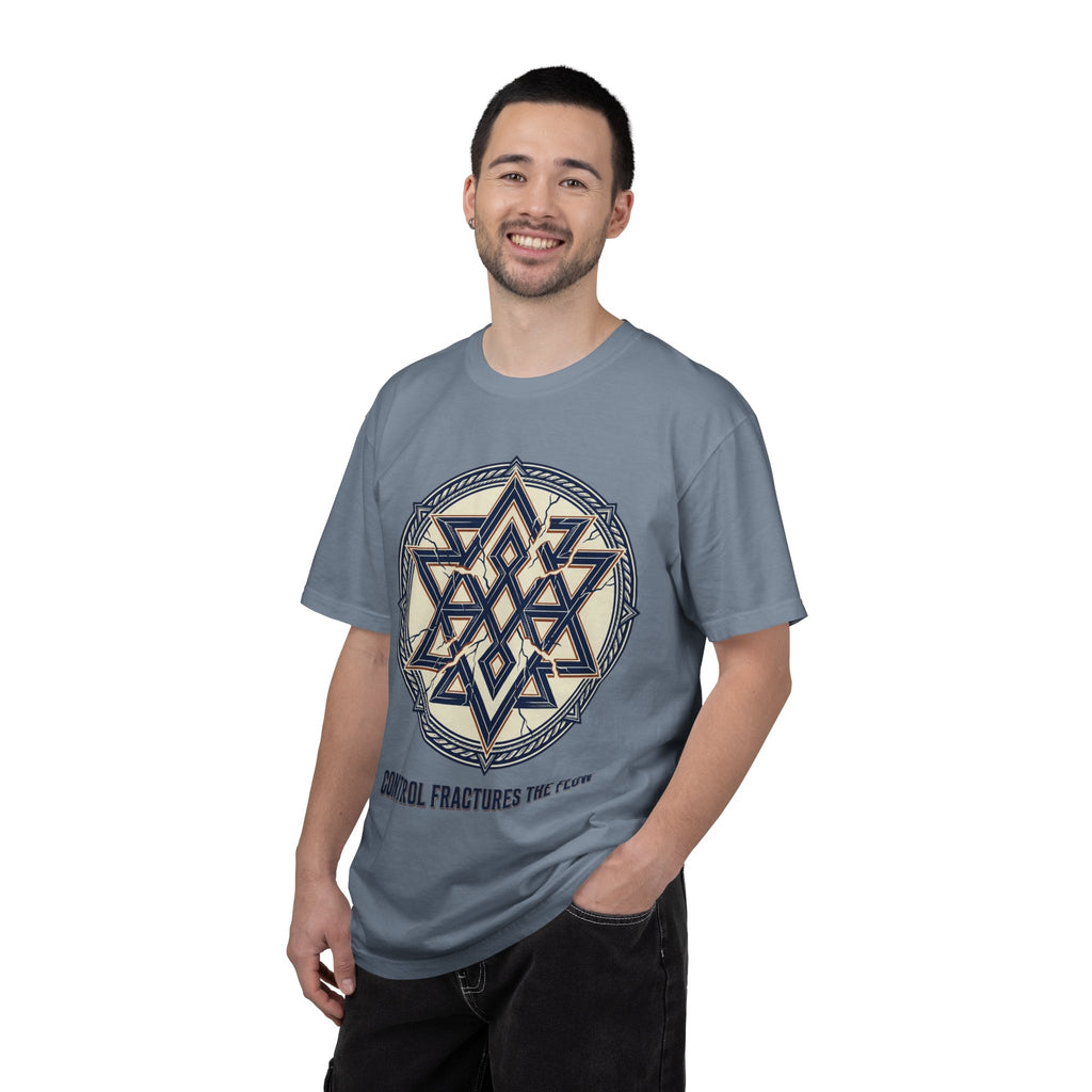 Power Runs Black PRB Geometric Star Mandala T-Shirt — "Control Fractures the Flow" Graphic Tee by Power Runs Black