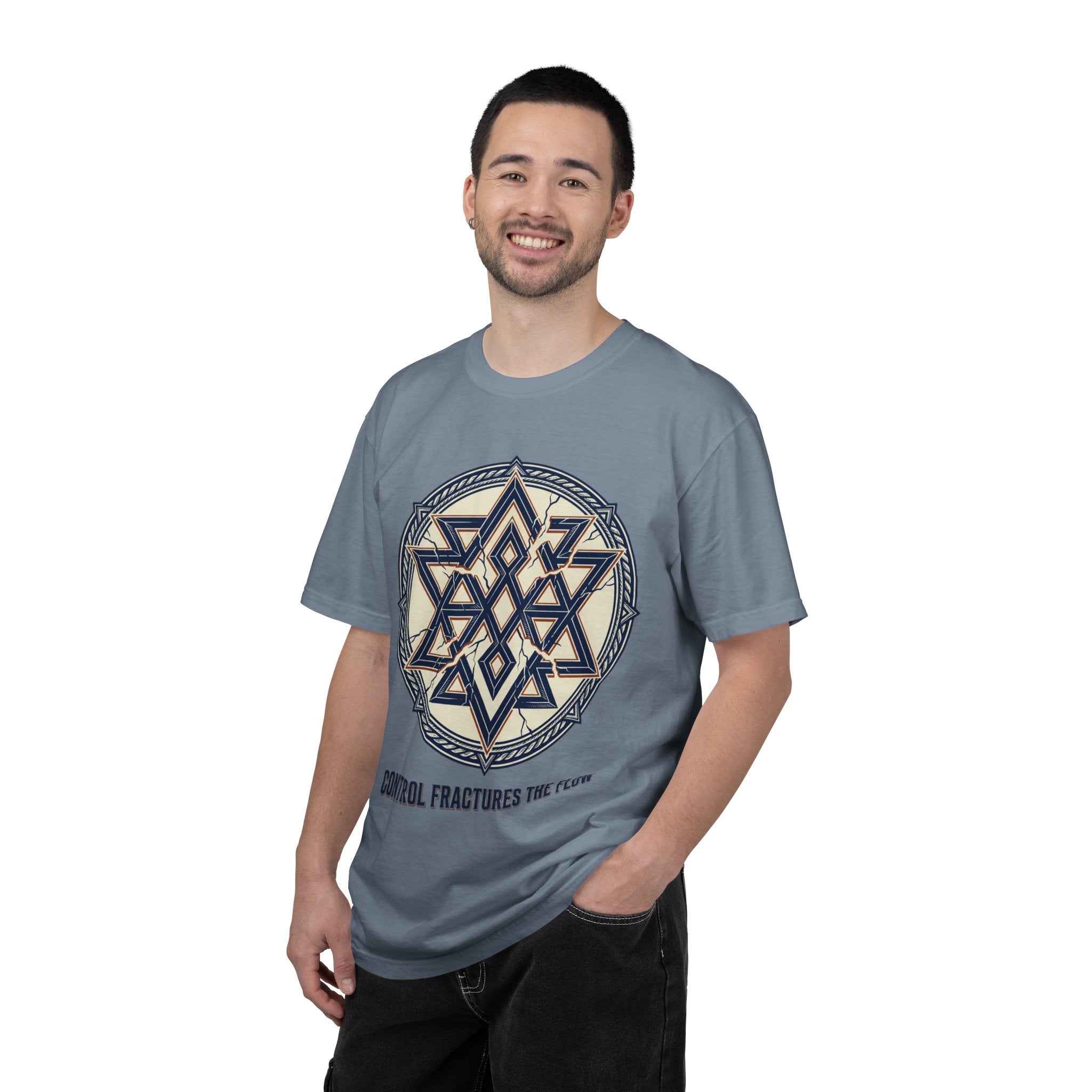 Power Runs Black PRB Geometric Star Mandala T-Shirt — "Control Fractures the Flow" Graphic Tee by Power Runs Black