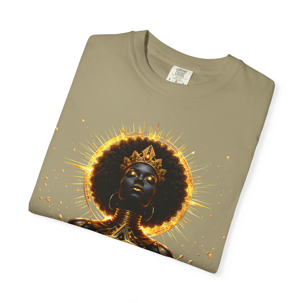 Power Runs Black goddess illustration T-Shirt | Afrocentric black pride design by Power Runs Black