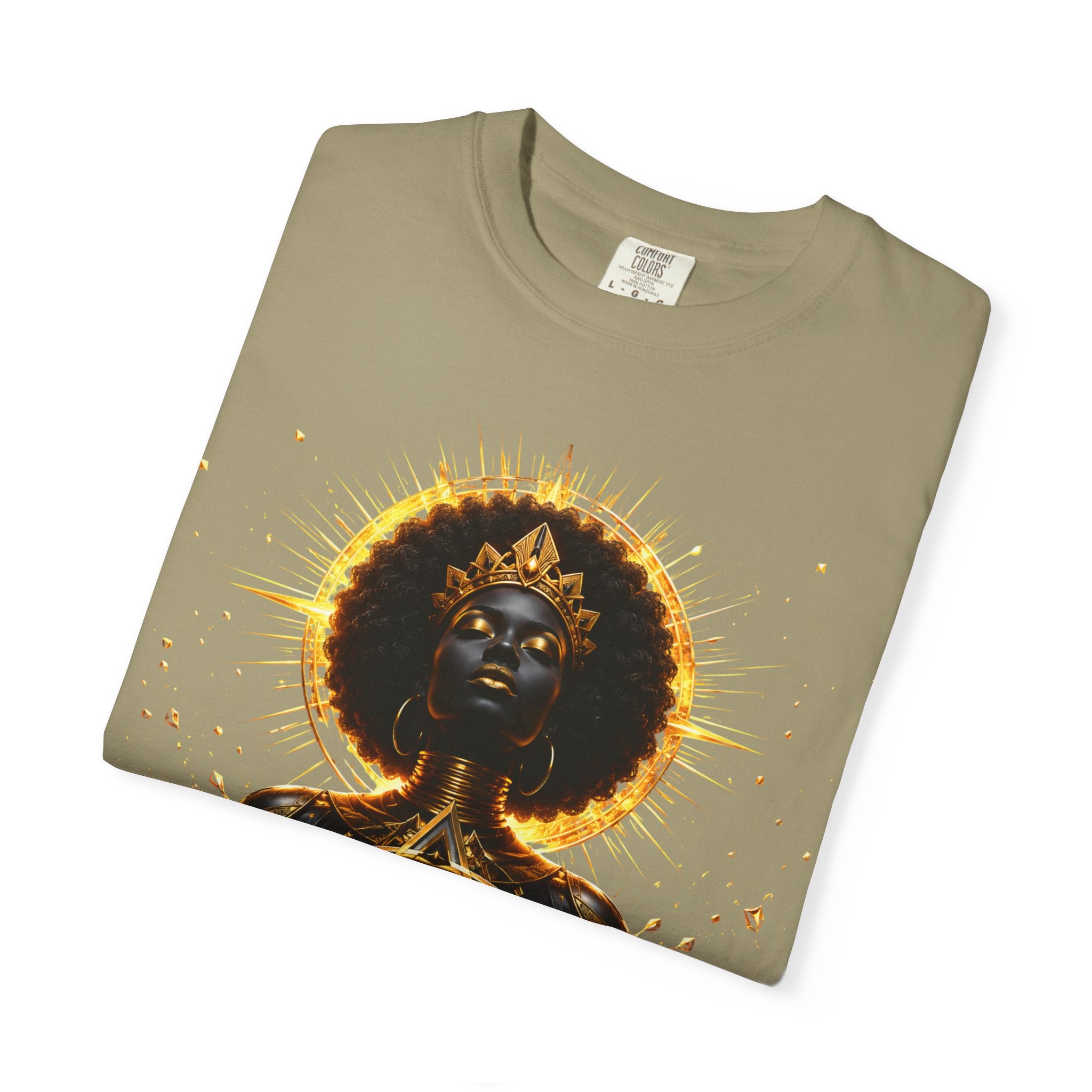 Power Runs Black goddess illustration T-Shirt | Afrocentric black pride design by Power Runs Black