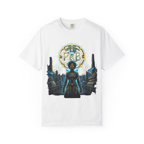 Futuristic Warrior Afrofuturist Graphic T-Shirt | Sci-Fi Streetwear Tee by Printify