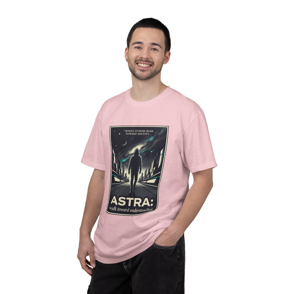 Power Runs Black Astra Sci‑Fi Graphic T-Shirt — "I walk toward understanding" Poster Design by Power Runs Black