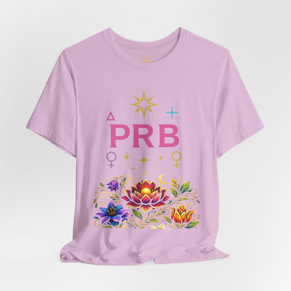 Pretty Rich Bitch The Collection by PRB Floral Lotus T‑Shirt — Colorful Spiritual Symbol Tee by Power Runs Black