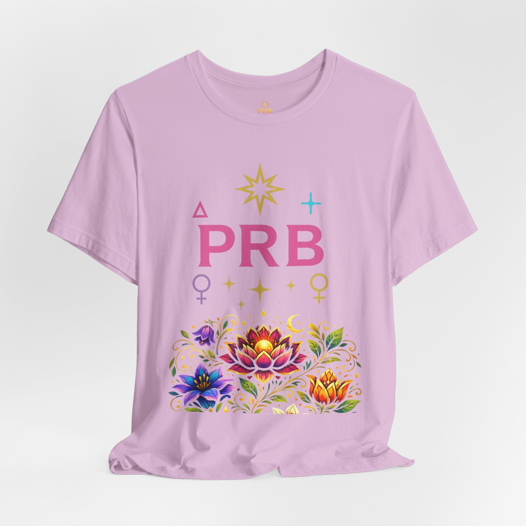 Pretty Rich Bitch The Collection by PRB Floral Lotus T‑Shirt — Colorful Spiritual Symbol Tee by Power Runs Black