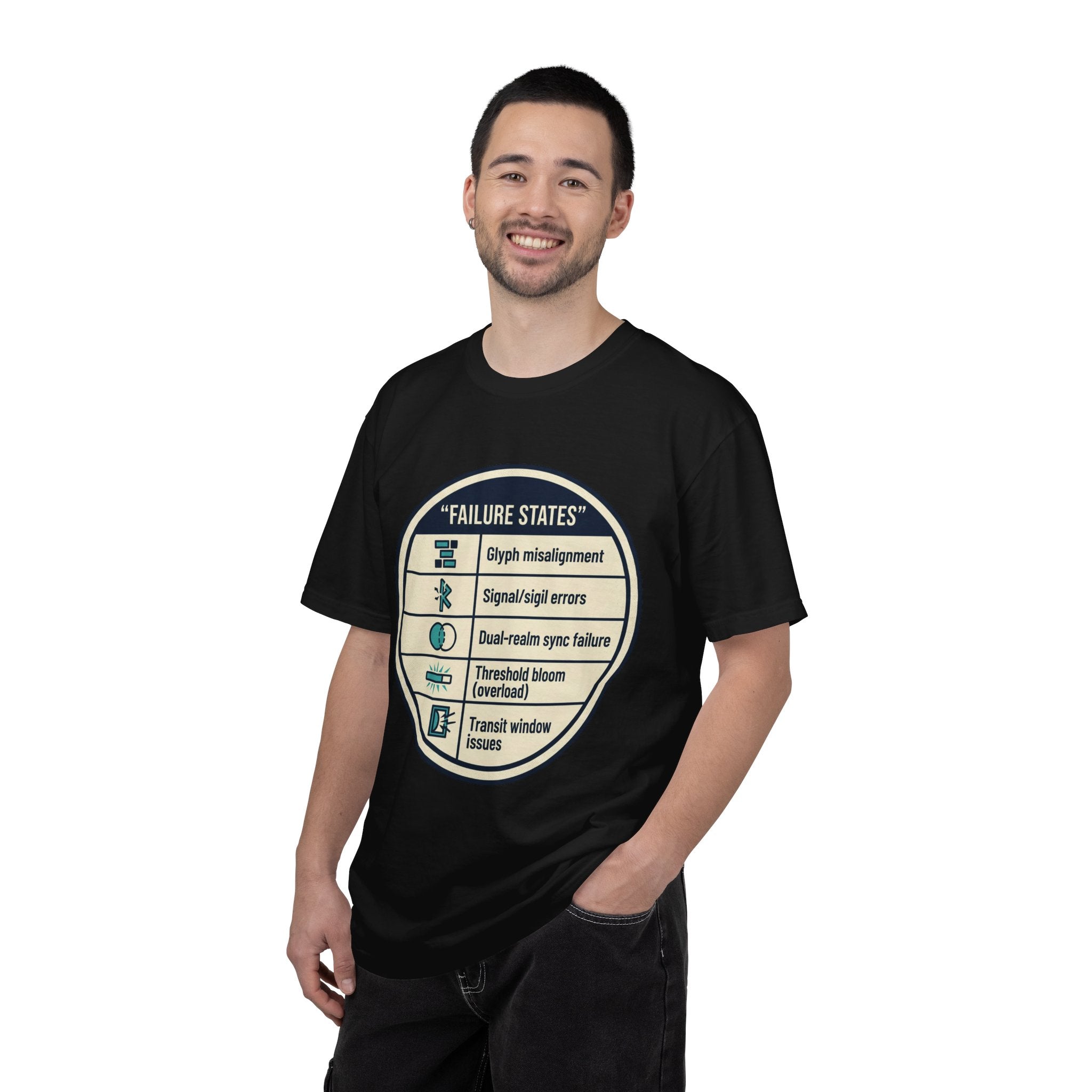 Power Runs Black PRB Failure States T-Shirt — Sci‑Fi Status Badge Graphic Tee by Printify