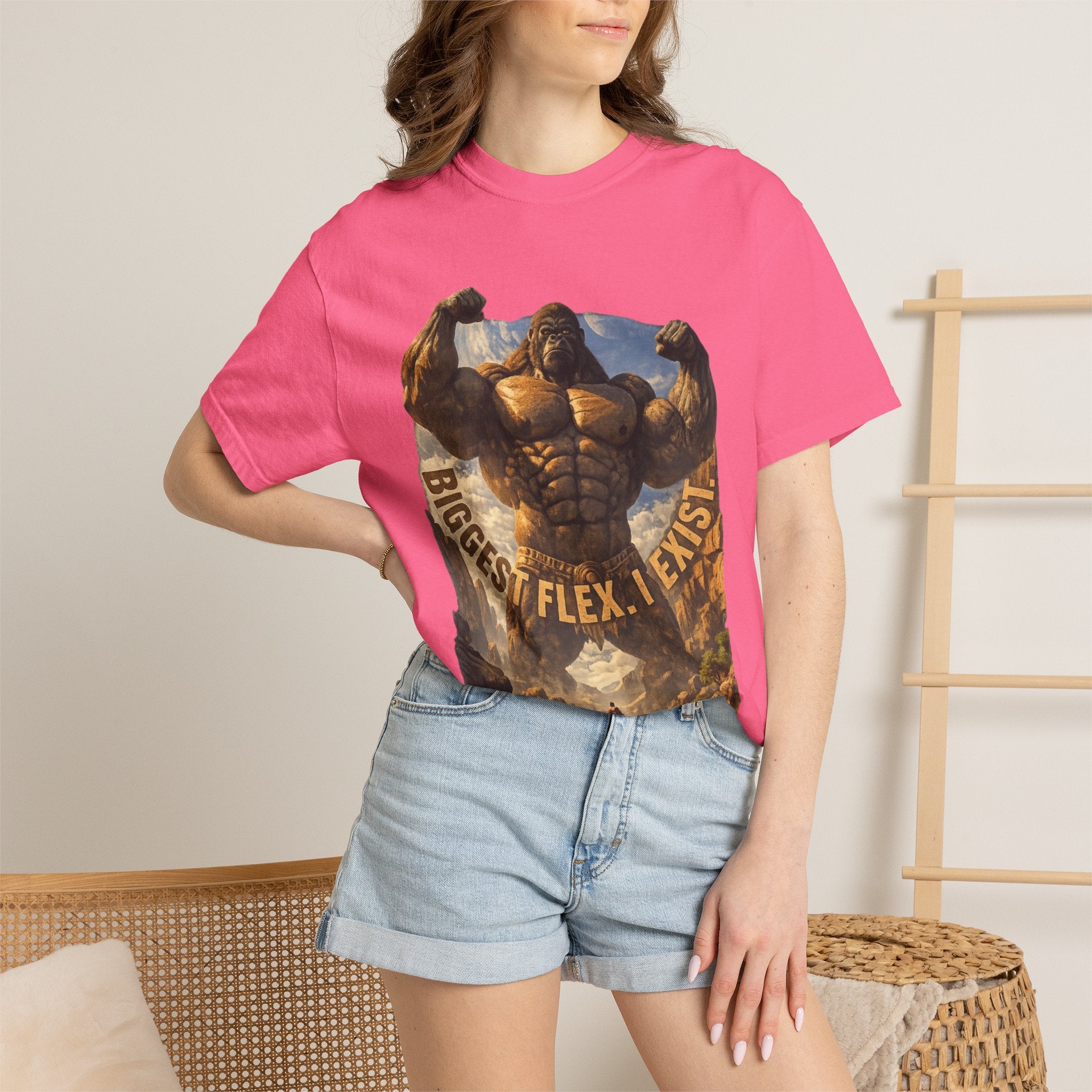 PRB Biggest Flex I Exist T-Shirt — Funny Muscle Gorilla Graphic Tee by Power Runs Black