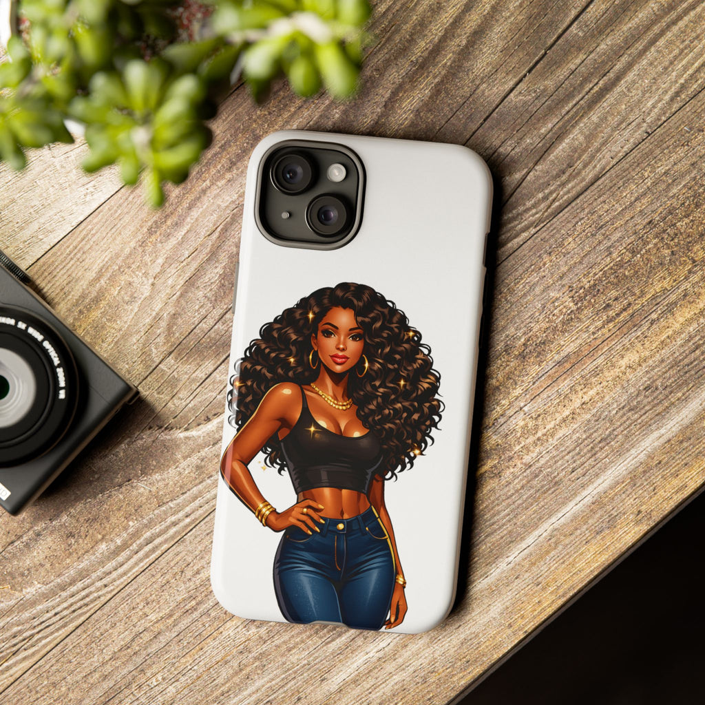 Pretty Rich Bitch by PRB Curly Hair Phone Case by Power Runs Black