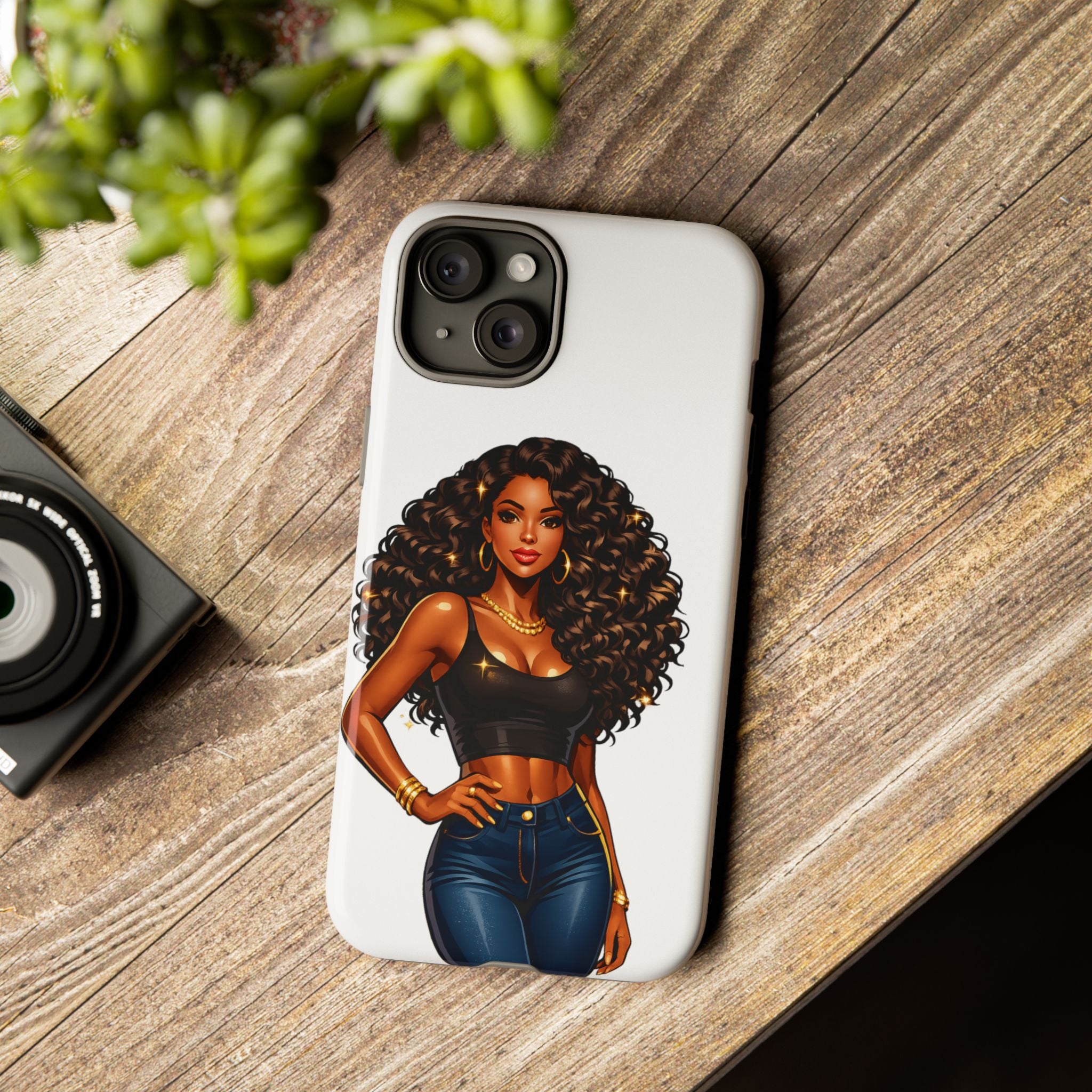 Pretty Rich Bitch by PRB Curly Hair Phone Case by Power Runs Black