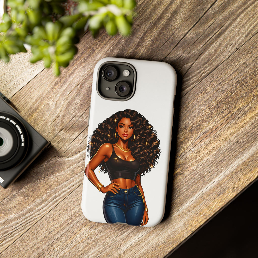 Pretty Rich Bitch by PRB Curly Hair Phone Case by Power Runs Black
