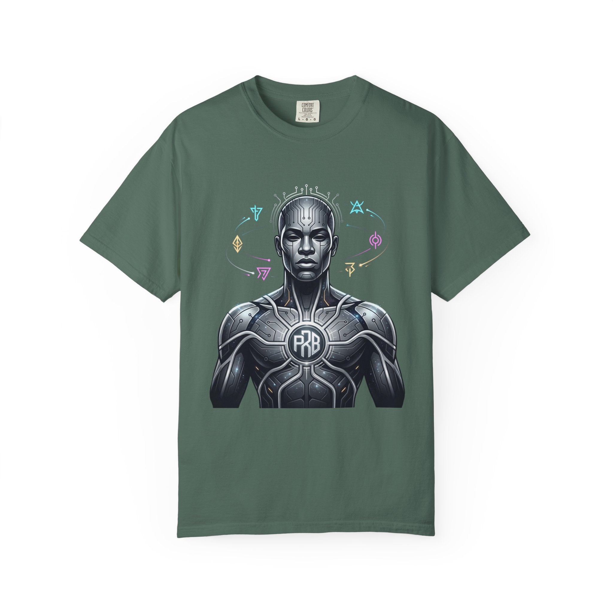 Printify PRB Algorithm God: Cosmic Processor 4K — Cybernetic Warrior T-Shirt | - T-Shirt