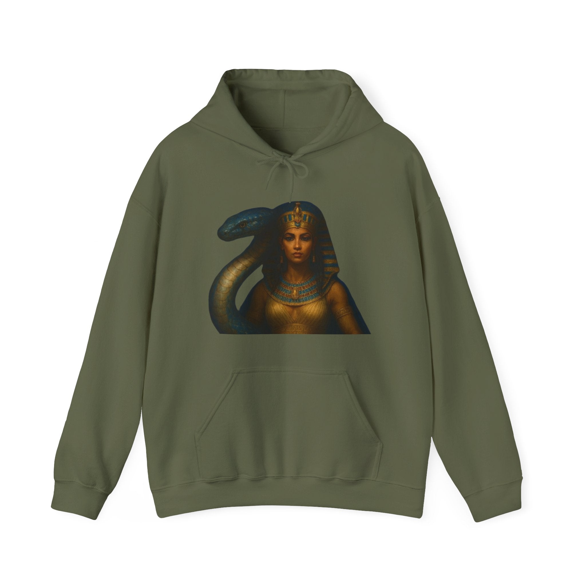 PRB Egyptian Goddess Portrait Hoodie | Serpent Headdress, Ancient Queen Art by Power Runs Black