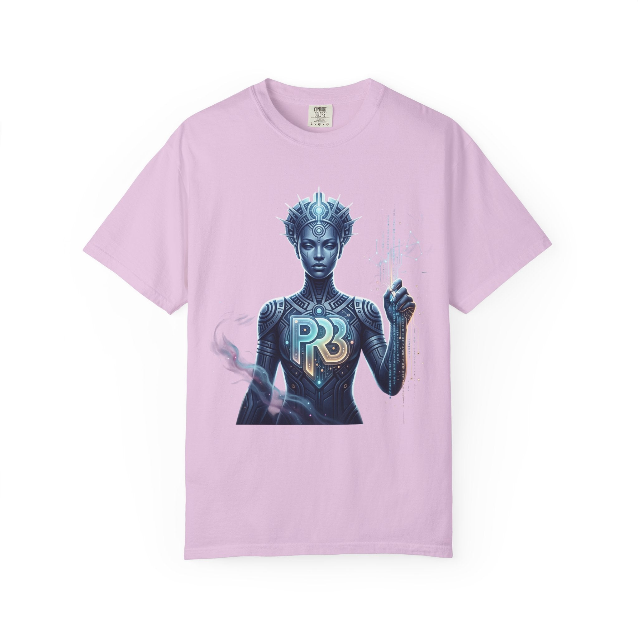 Printify PRB Divine Code Architect 4K Futuristic Blue Android with PR Chest Logo T-Shirt - T-Shirt