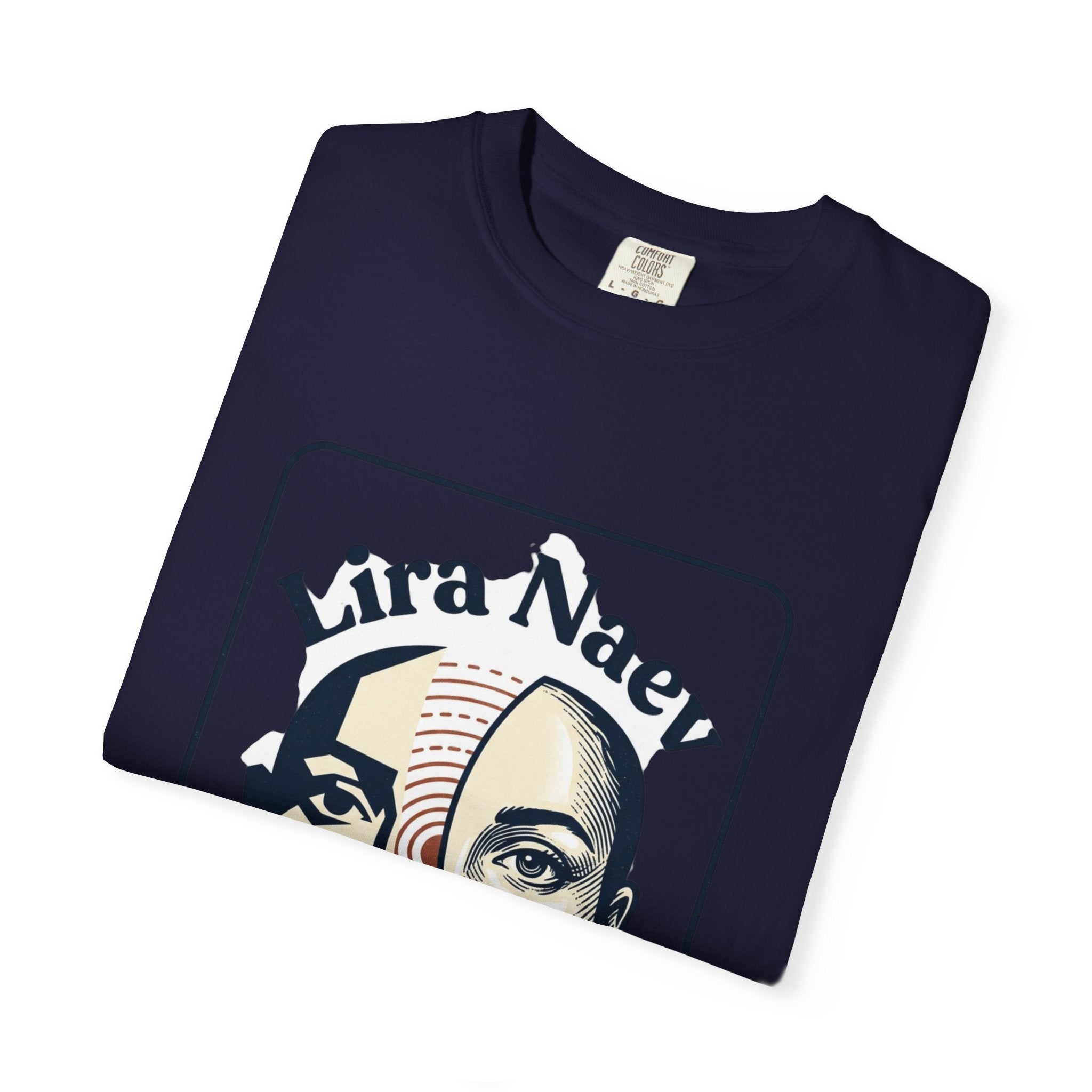 Power Runs Black PRB Lira Naev Split-Face Graphic T-Shirt — “Perception shifts the center” Statement Tee by Printify