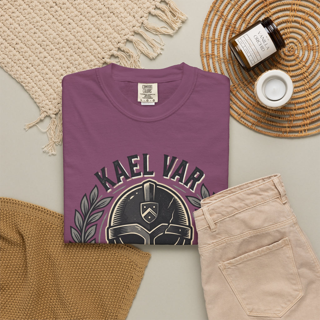 Power Runs Black PRB Kael Var Helmet Graphic T-Shirt — "Protection Hardens Form" Warrior Tee by Printify