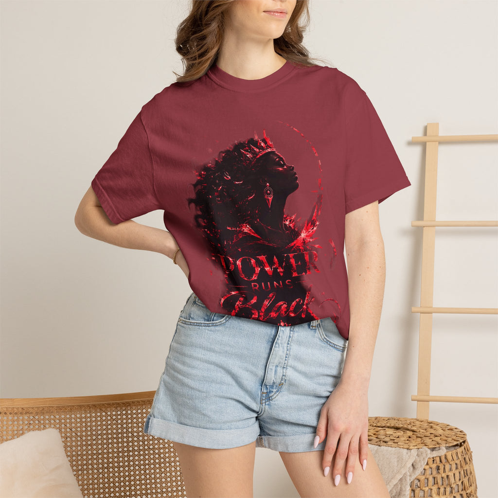 Power Runs Black Crown T-Shirt | Gothic Silhouette Artwork by Power Runs Black