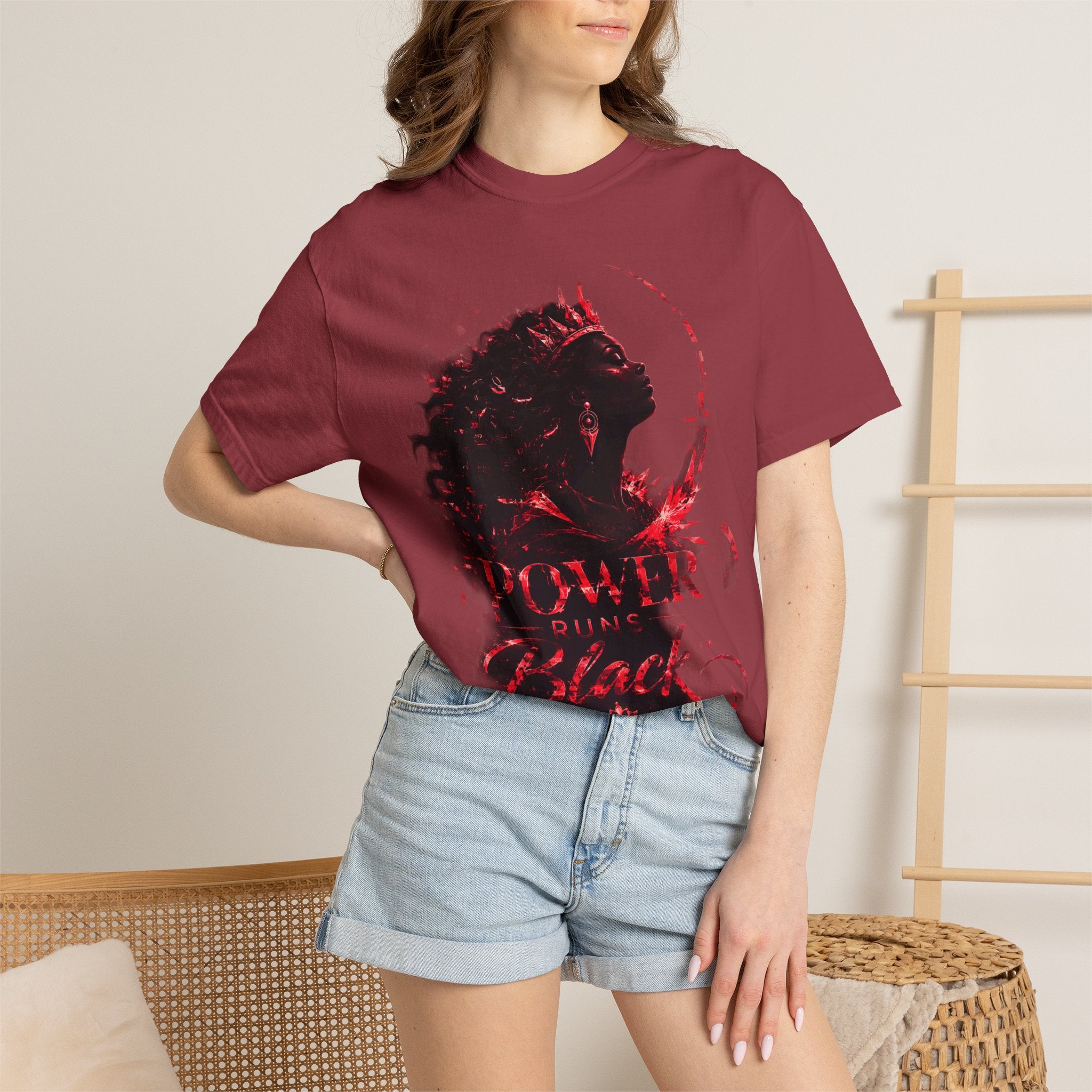 Power Runs Black Crown T-Shirt | Gothic Silhouette Artwork by Power Runs Black