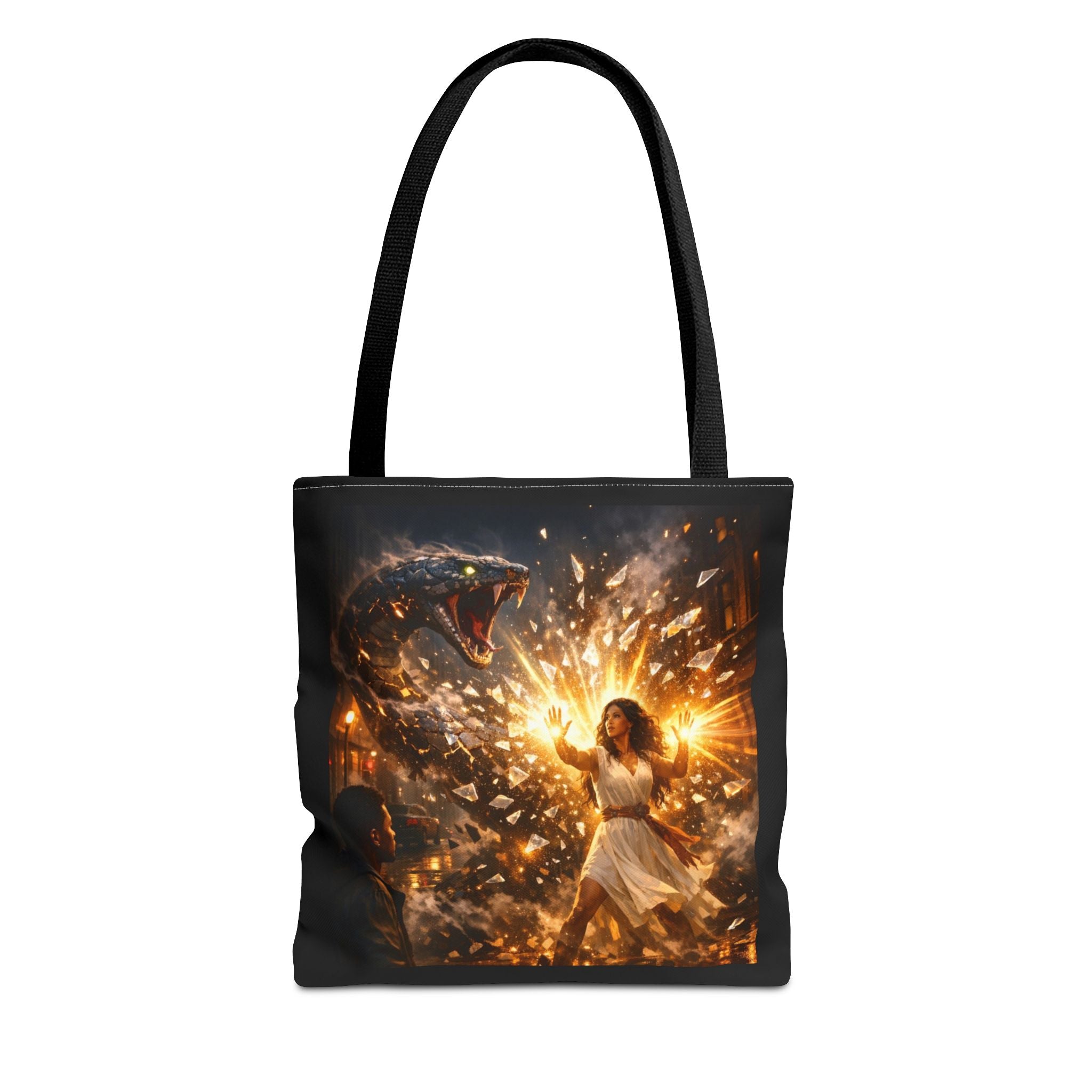 PRB Raging Serpent Burst tote bag | Fantasy serpent explosion art by Printify