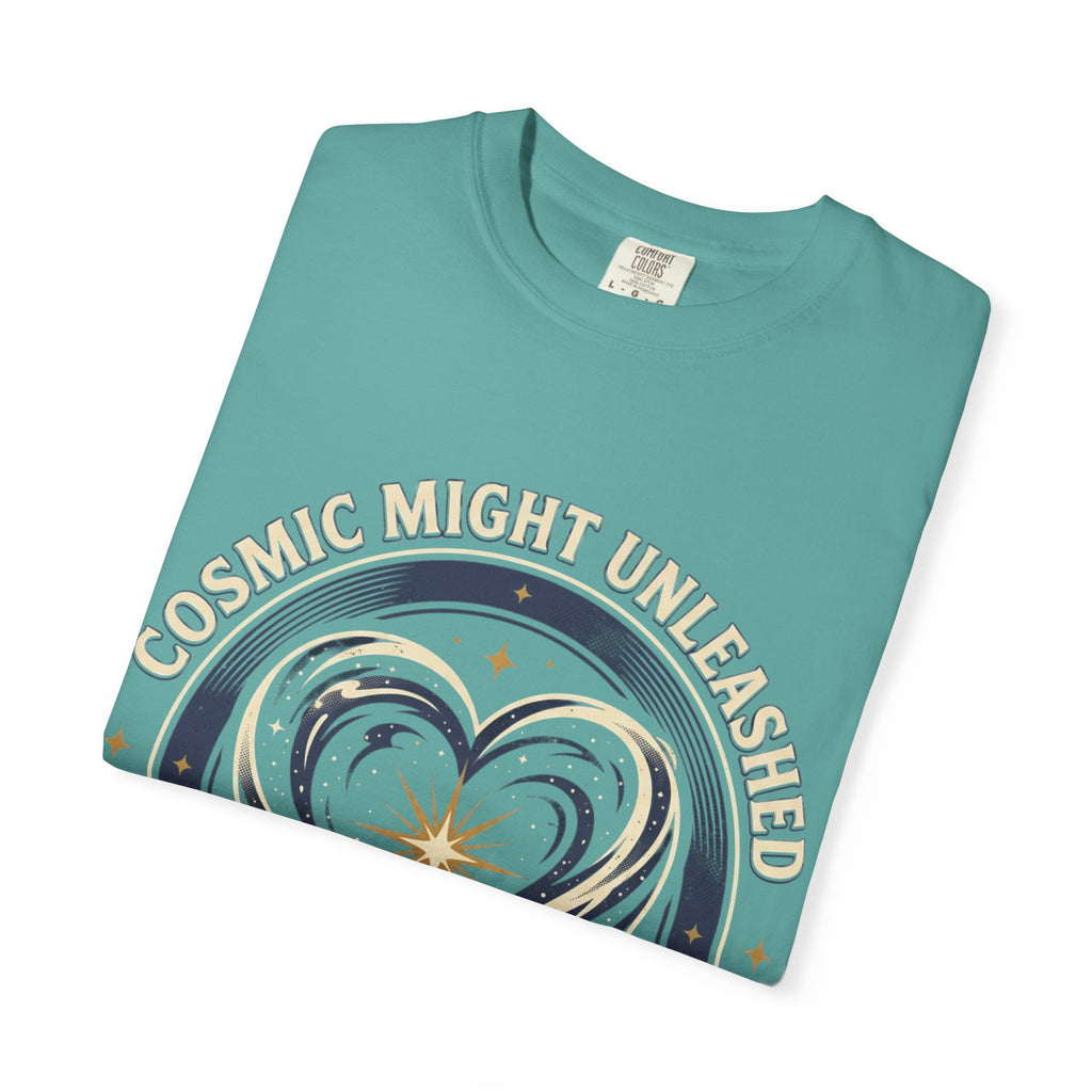 PRB Starforged Flex Cosmic Might Unleashed Heart Graphic T-Shirt — "Cosmic Might Unleashed" Astral Design by Power Runs Black
